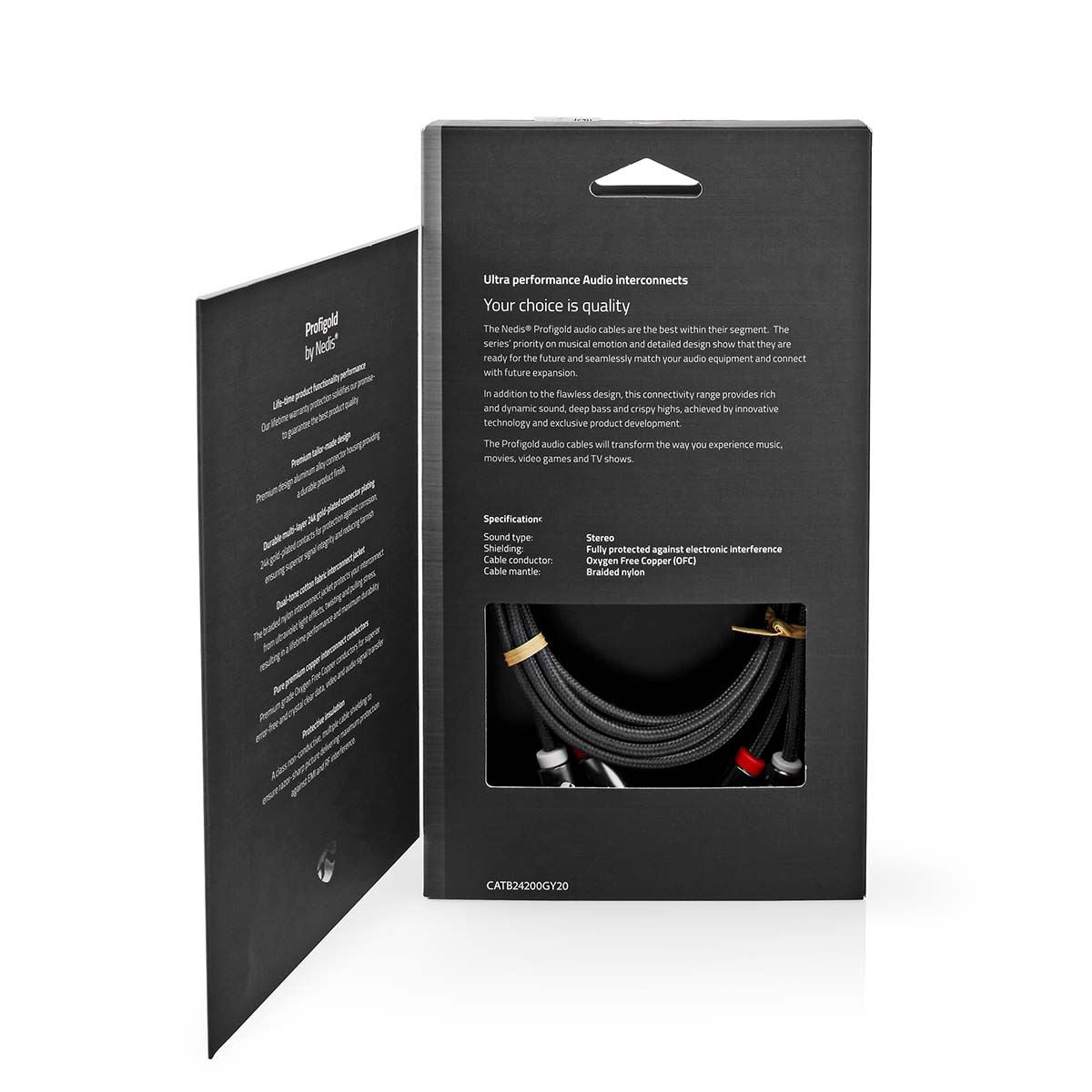 Nedis Stereo Audio Cable | 2x RCA Male | 2x RCA Male | Gold Plated | 2.00 m | Round | Grey / Gun Metal Grey | Cover Window Box