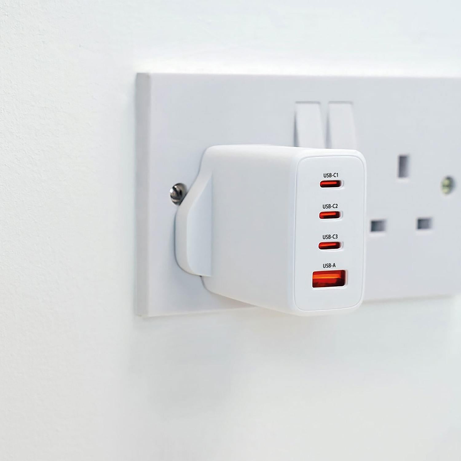 65W GaN USB-C Charger - 3 USB-C & 1 USB-A Fast Charger, PPS & Power Delivery, 4-Port Compact Wall Charger for Laptop, Tablet & Phone