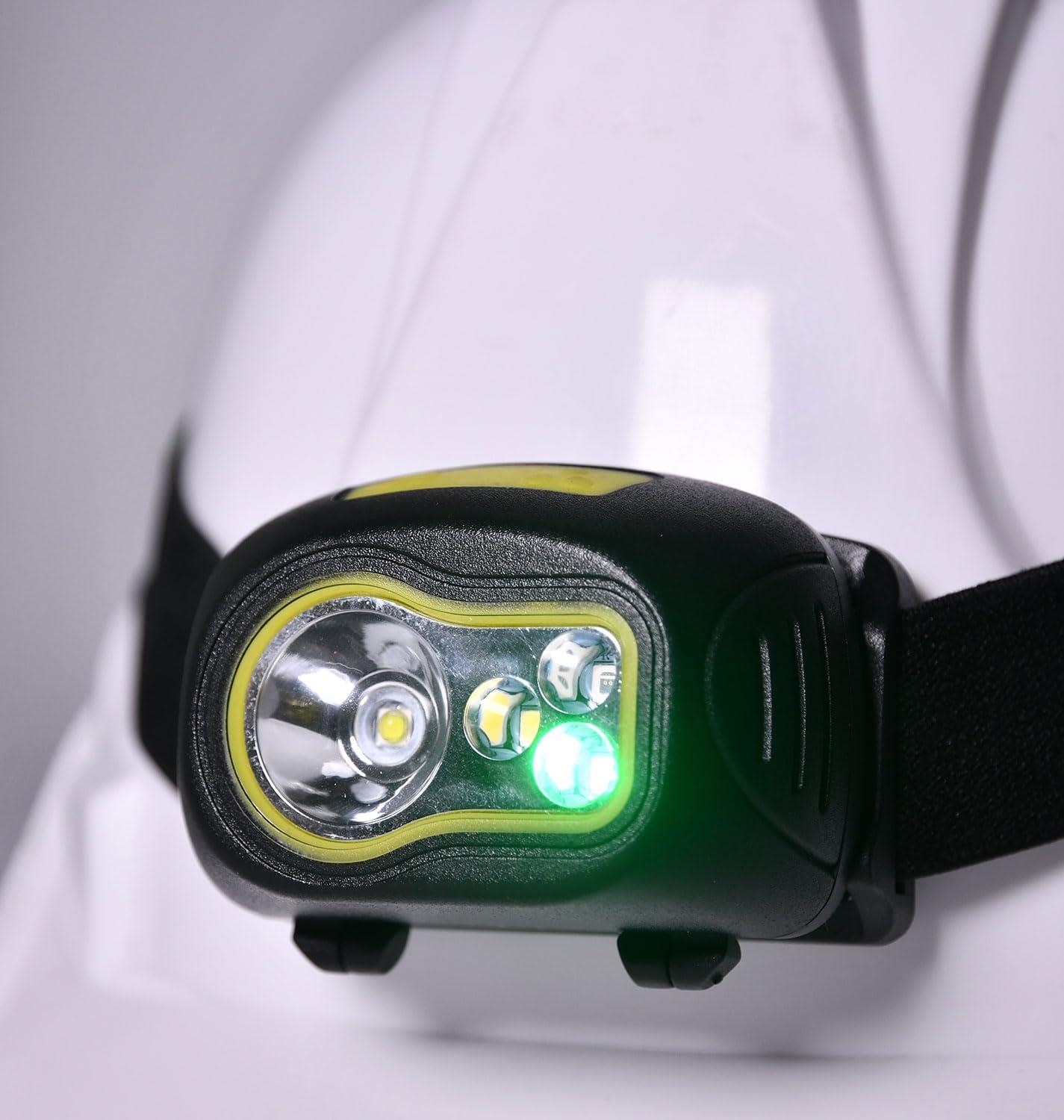 Mercury LED Head Torch Bright & Battery Operated Headlamp with Red & Green Lights, 3 Modes, Lightweight & Weatherproof – Ideal for Camping, Hiking & DIY