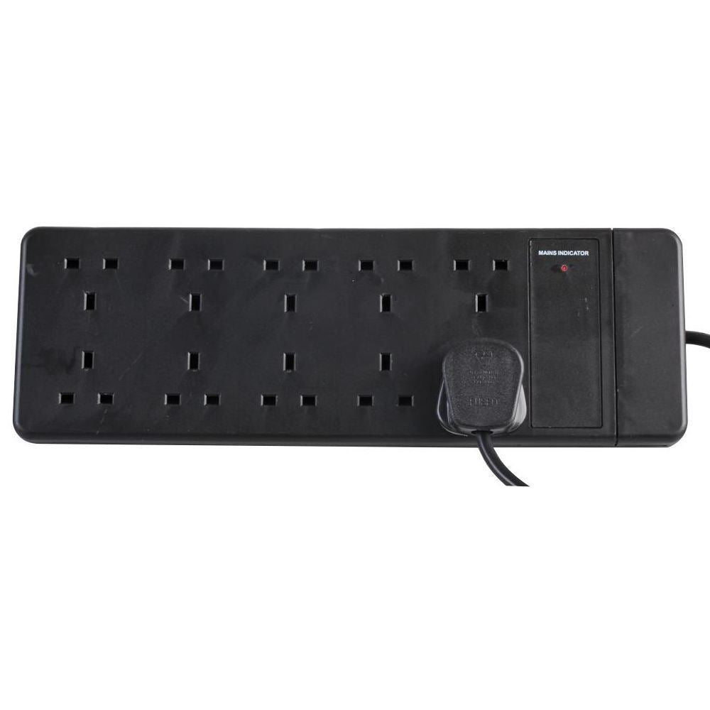 10 Gang 5m Mains Extension Lead Socket 13A - Black