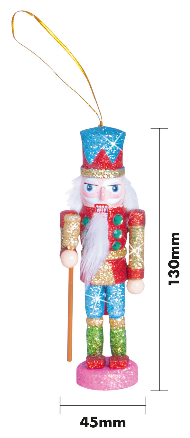 Glitter Nutcracker Hanging Christmas Tree Decoration - Blue