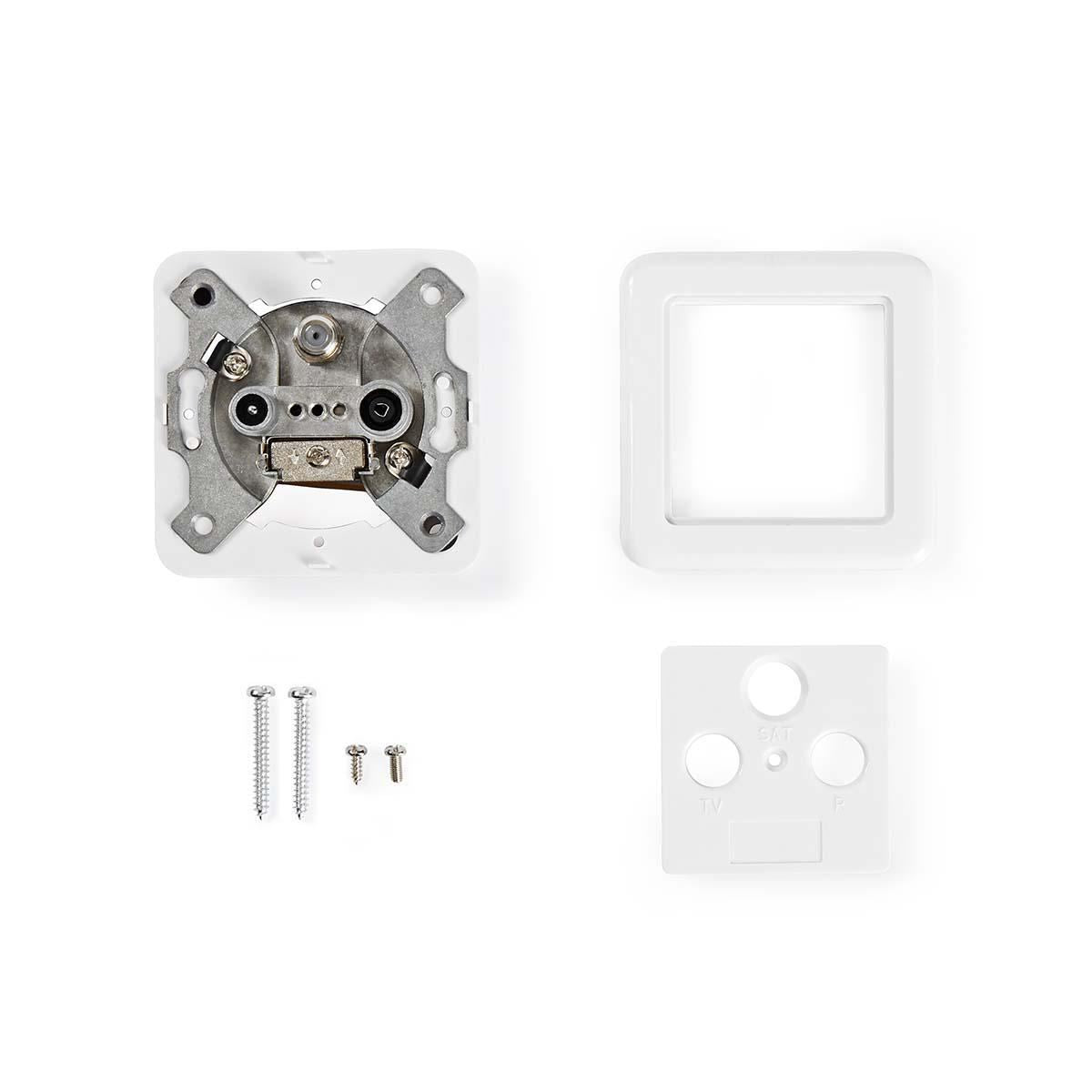 Nedis Antenna End Wall Box | 1x F-Connector Female / 1x IEC Connector Female / 1x IEC Connector Male | 75 Ohm | Return path | Silver / White