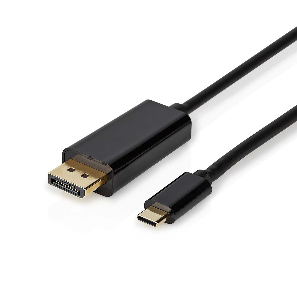 Nedis USB-C™ Adapter | USB 3.2 Gen 1 | USB-C™ Male | DisplayPort Male | 4K@60Hz | 2.00 m | Round | Gold Plated | PVC | Black | Box