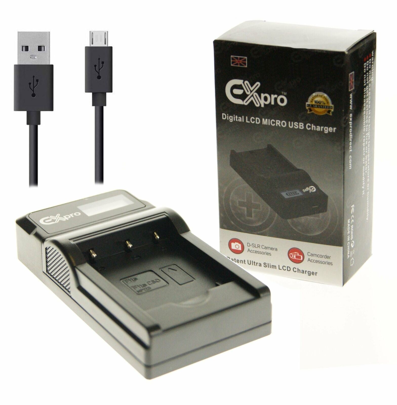 Ex-Pro Panasonic DMW-BTC10E DMW-BLF19, DMW-BLF19E LCD Go-Charge USB Charger for Panasonic Lumix Model