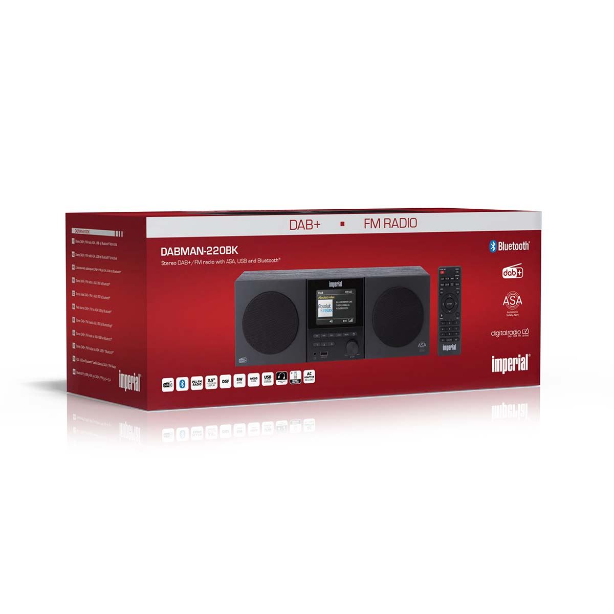 Imperial DABMAM 220BK Compact DAB+, FM Stereo Radio with Bluetooth Speaker & Remote Control - Black