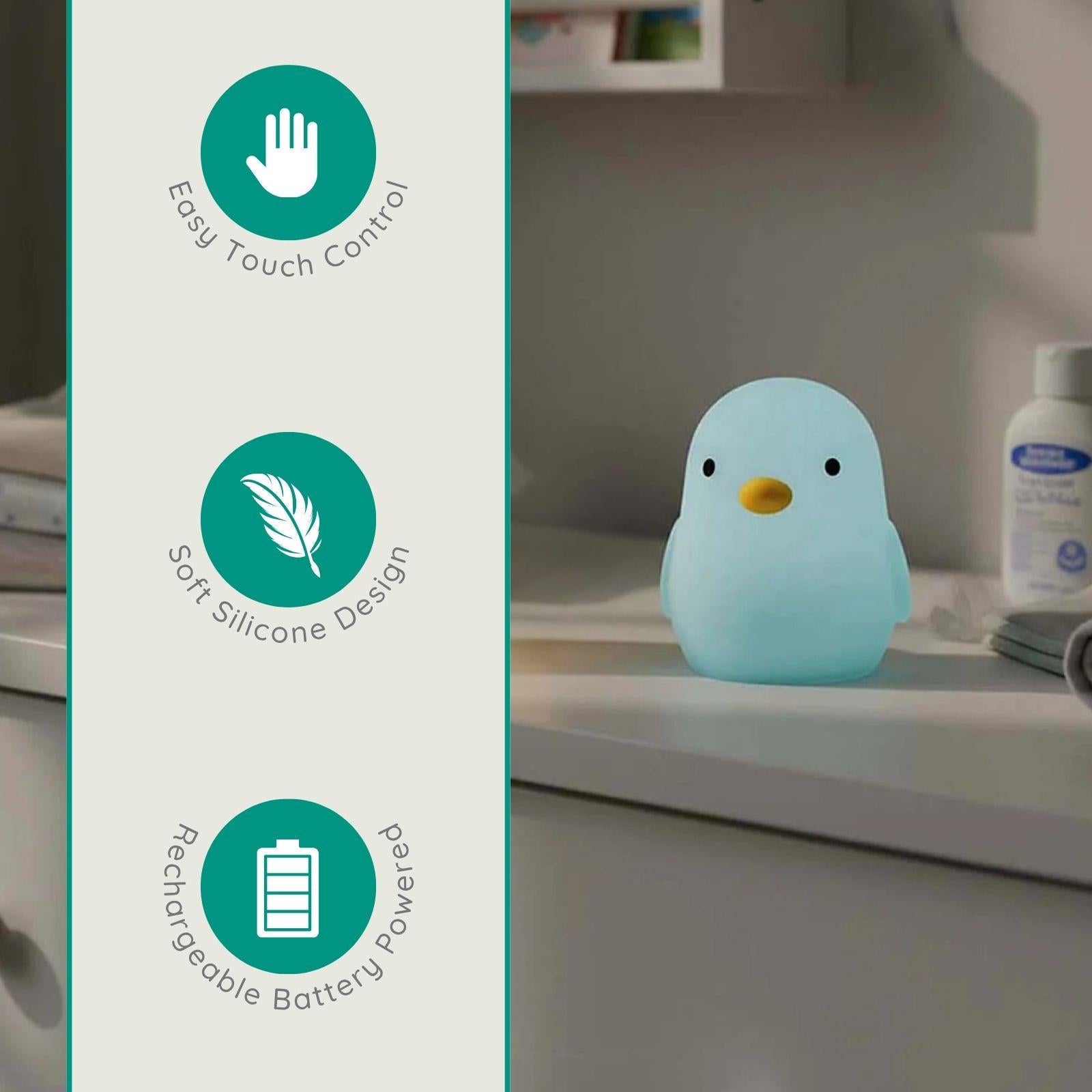 Alecto Bird Night Light for Kids, Baby Night Light for Nursery with RGB Colours & Modes, Rechargeable, Timer & Touch Control, Portable Light, BPA Free
