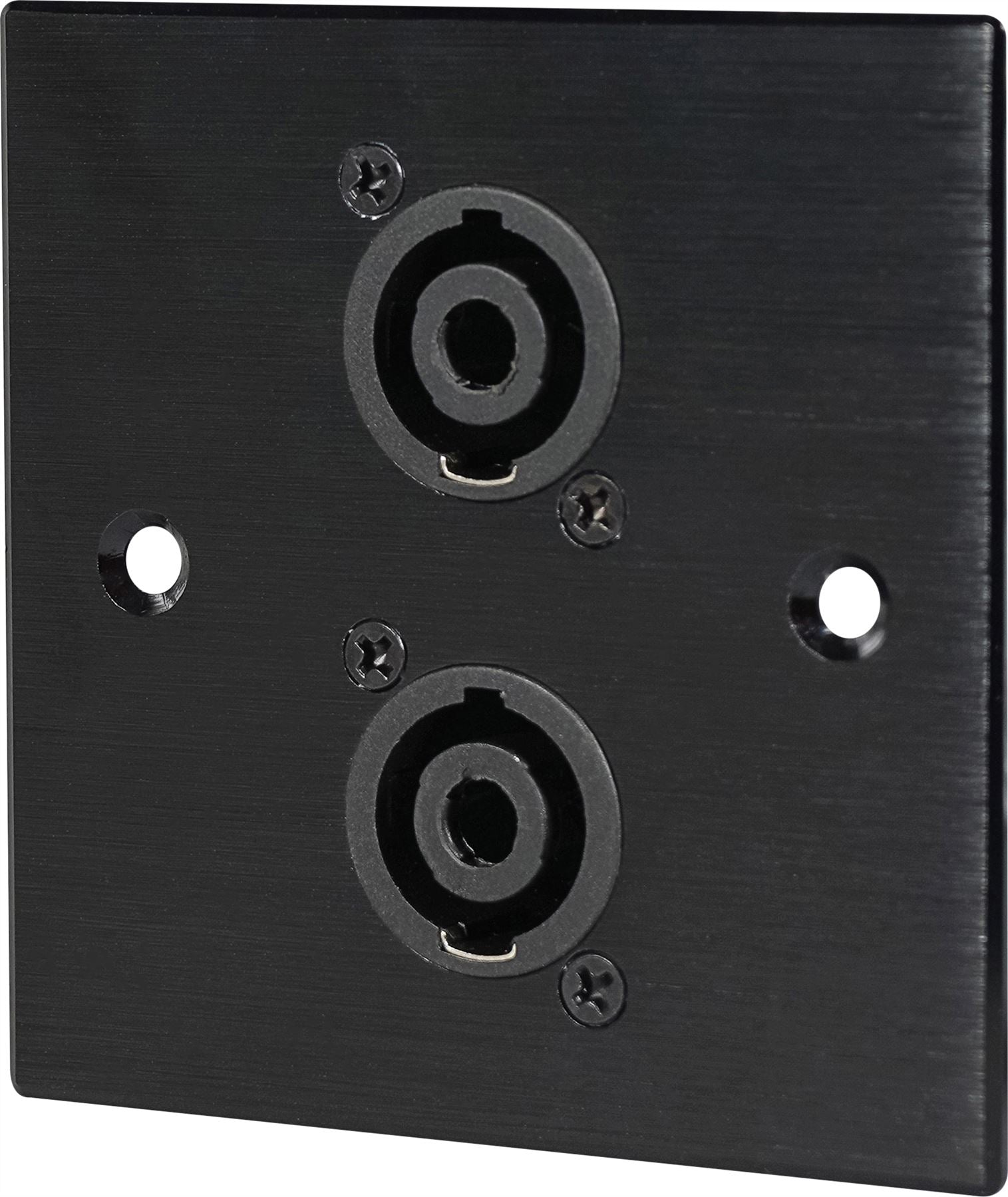 Black Wall Face Plate Electrical AV Slim Series 2 x Four Pole Speaker Socket Wall Plate Metal