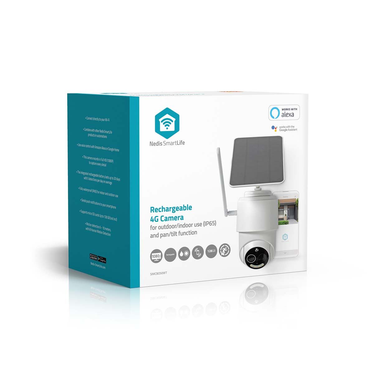 Nedis SmartLife Outdoor Camera Wi-Fi  4G HD 1080p Pan tilt P65 Solar Operation