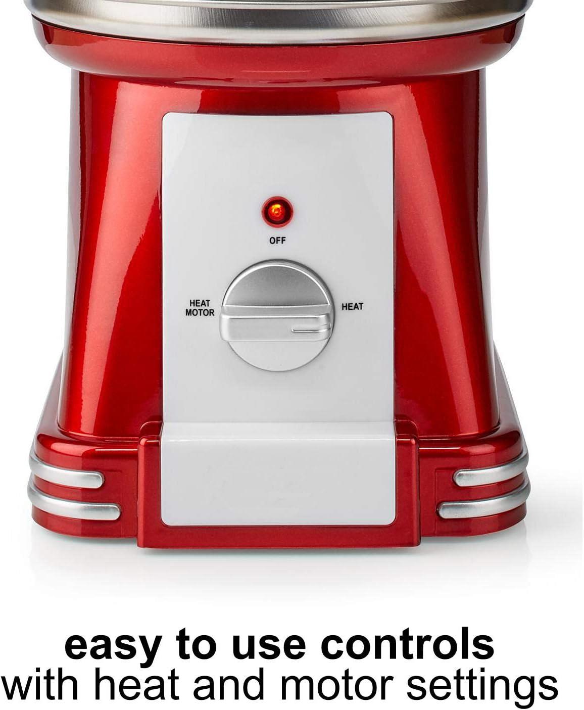 MELISSA Chocolate Fountain, Retro 3 Tier Table Top Machine with 500ml Capacity, Heat & Motor Settings, 90W - Red/White