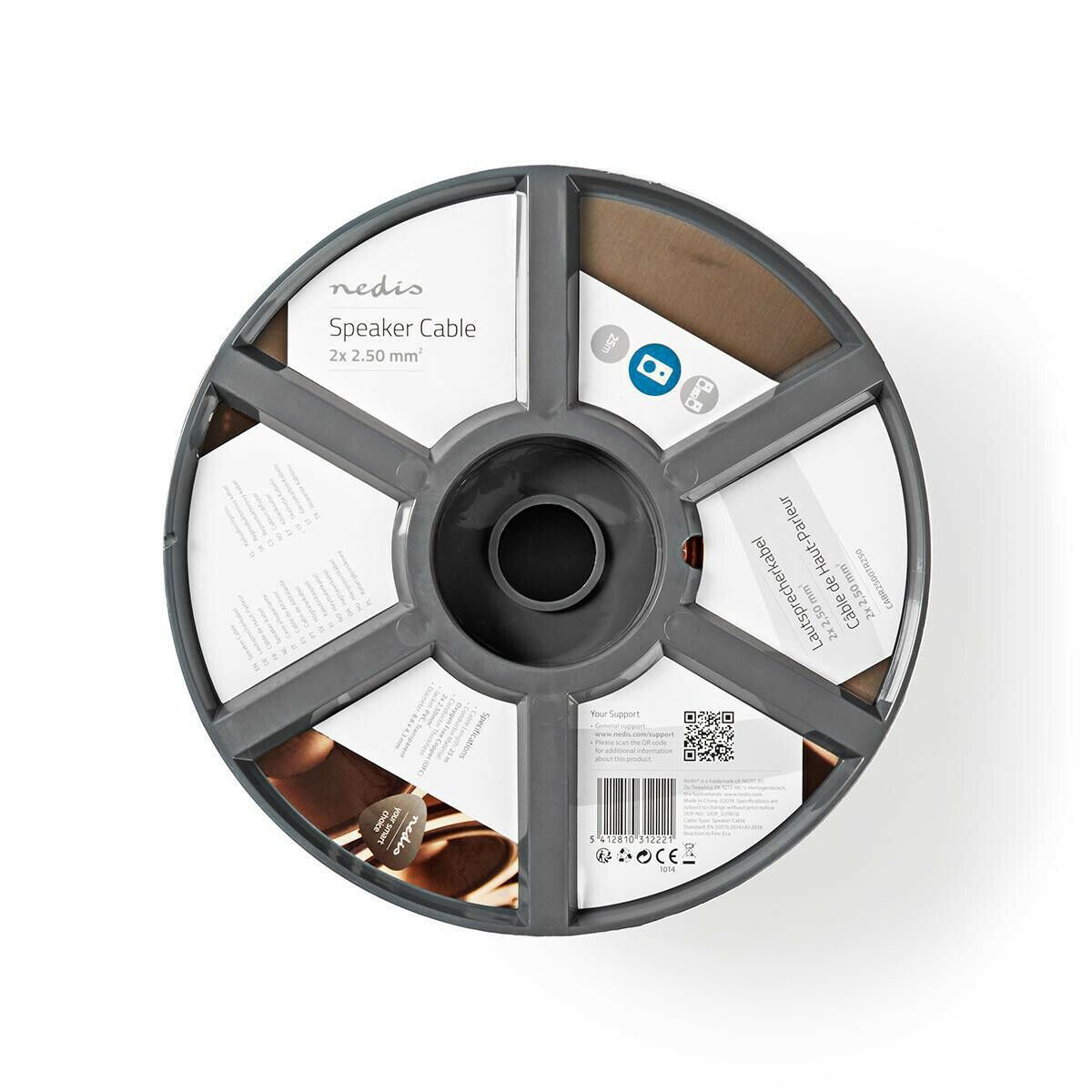 Nedis Speaker Cable | 2 x 2.50 mm² | Full Copper| 25.0 m | Round | PVC | Transparent | Reel