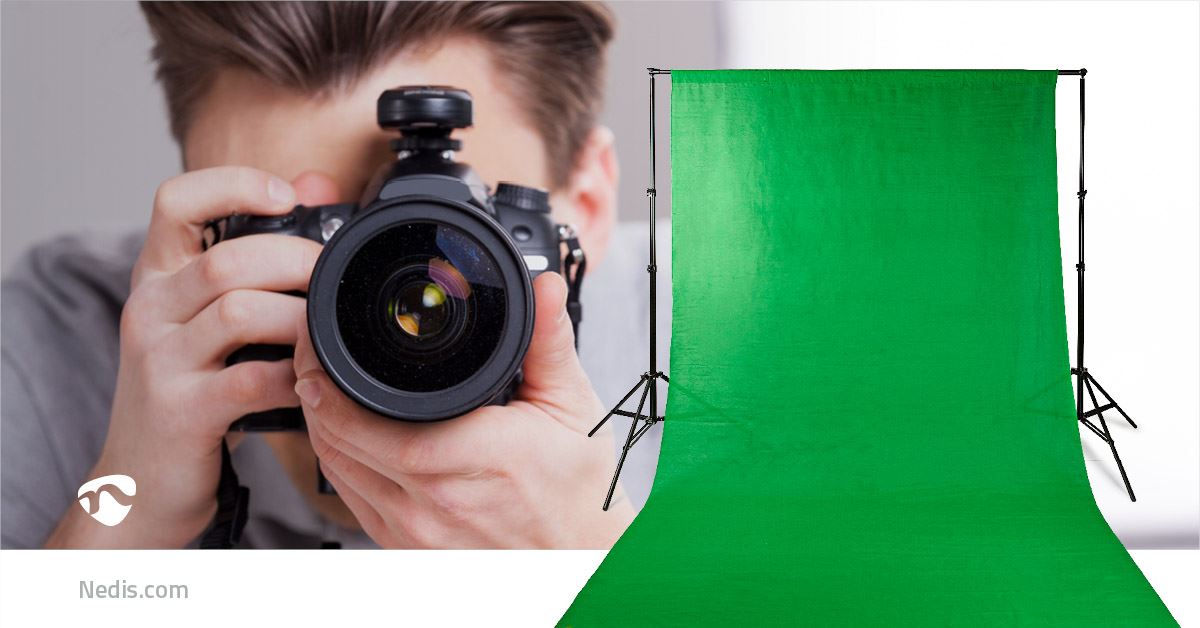 Nedis Photo Studio Chroma Key Backdrop Set | 1.90 x 2.95 m |Storage Travel bag included | Tripods included | Black
