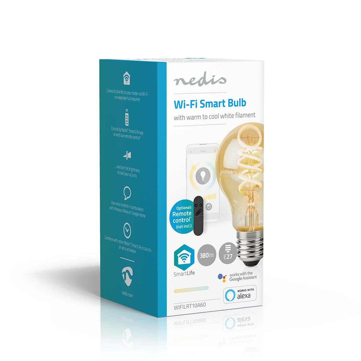 Nedis SmartLife LED Filament Bulb | E27 | 360 lm | 4.9 W | Warm to Cool White | 1800 - 6500 K | Glass | Android™ / IOS | Bulb | 1 pcs