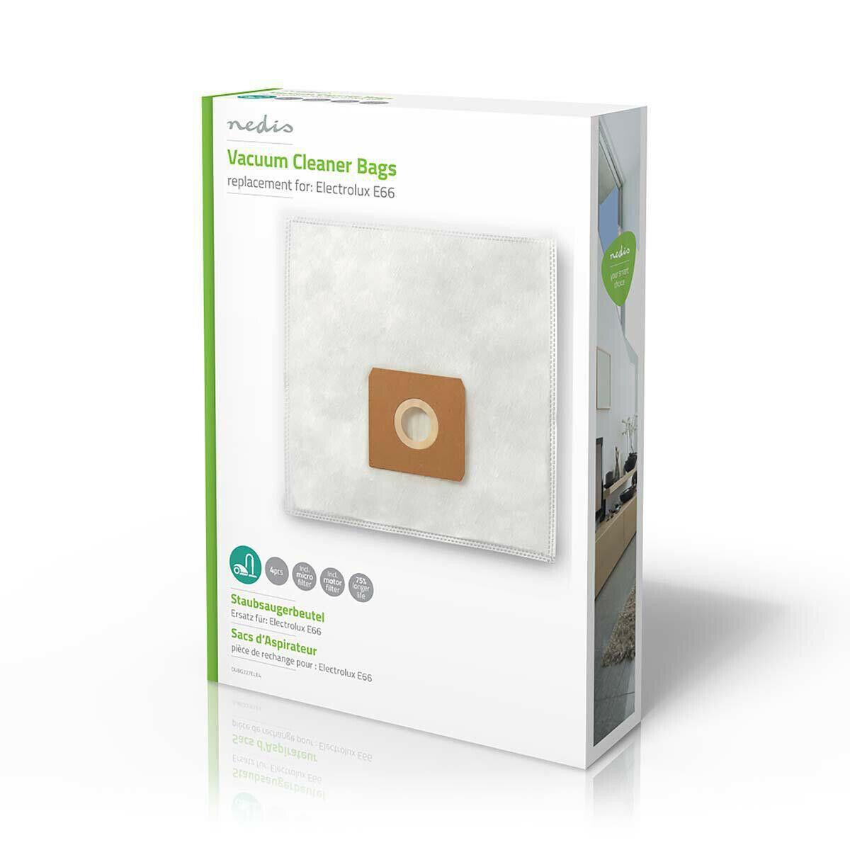 Nedis Vacuum Cleaner Bag | 4 pcs | Synthetic | Most sold for: Electrolux | White