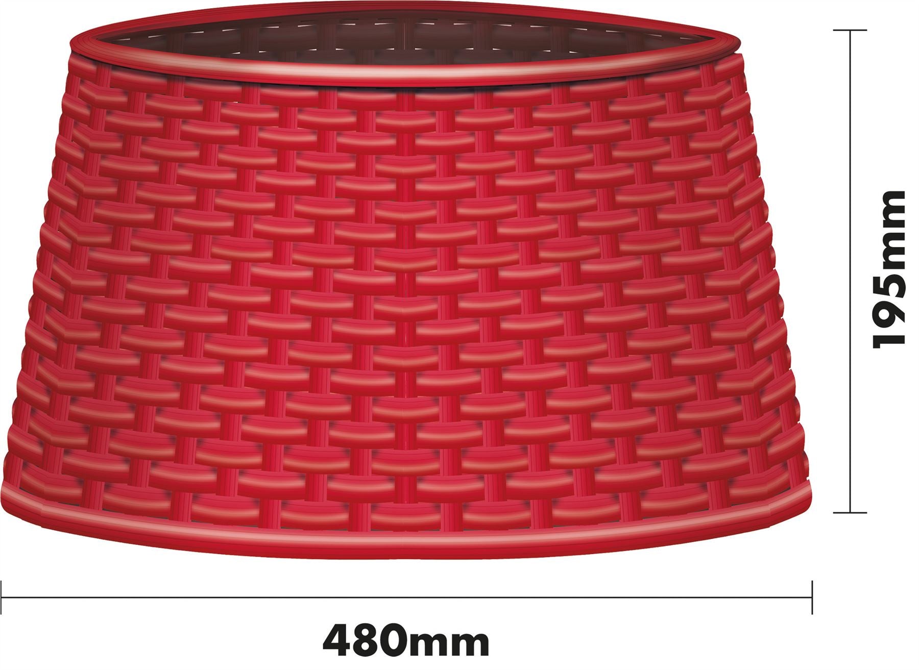 Rattan Effect Christmas Tree Skirt Easy Fold Stand Cover Base Decoration - Red