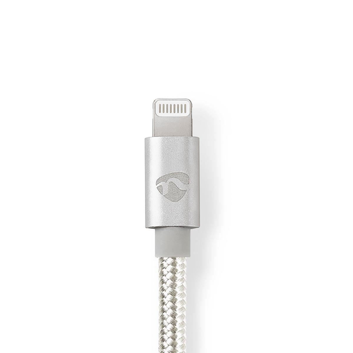 Nedis Lightning Cable | USB 2.0 | Apple Lightning 8-Pin | USB-C™ Male | 480 Mbps | Gold Plated | 1.00 m | Round | Braided / Nylon | Aluminium / Silver | Cover Window Box