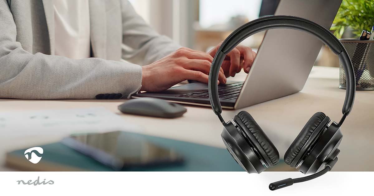 Nedis PC Headset | On-Ear | Stereo | Bluetooth | Fold-Away Microphone | Black