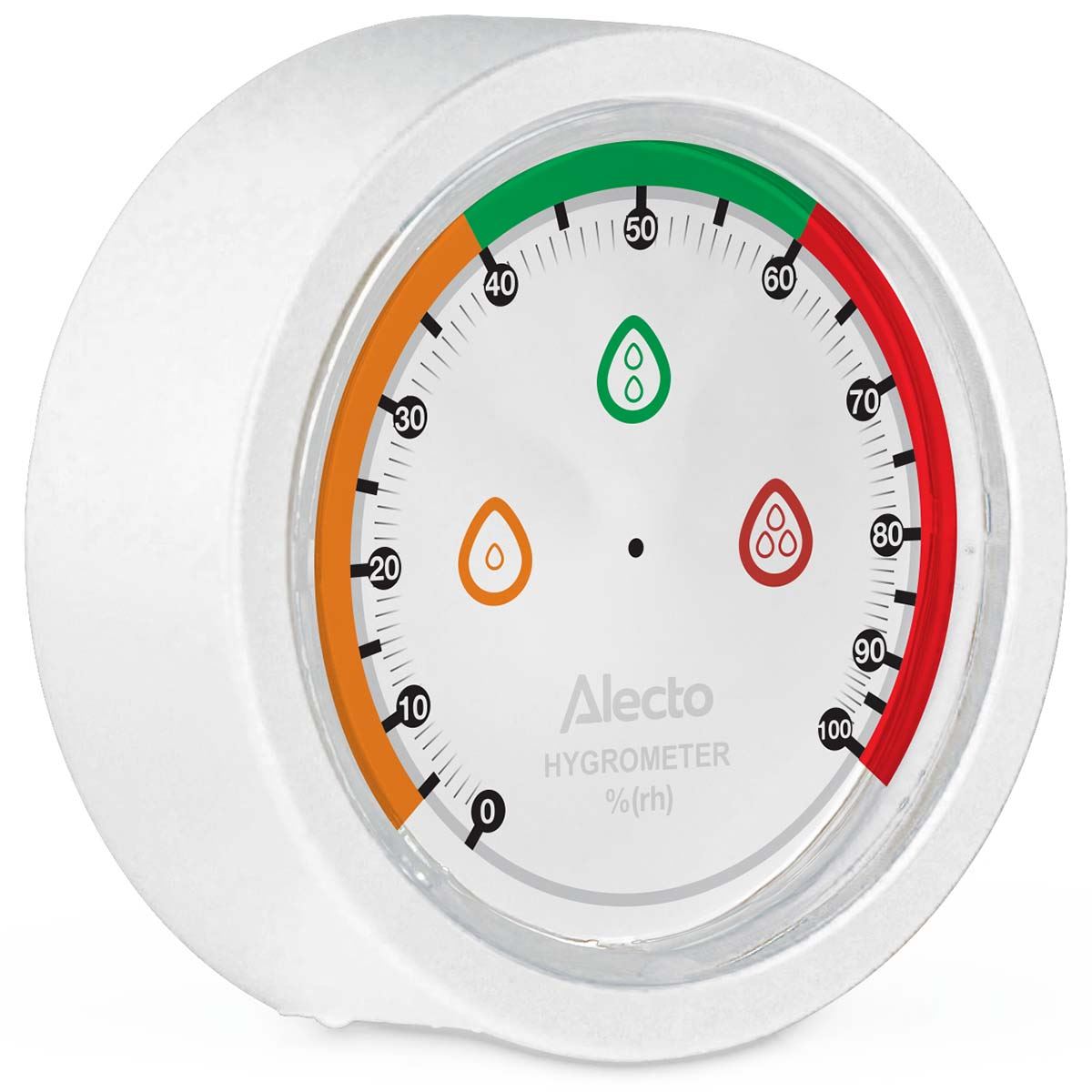 Alecto Analog Hygrometer Humidity Meter Indoor Monitor for Cellar, Room, Baby Room, Greenhouse & more - White