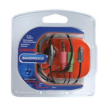 Bandridge VOIP PC In-Ear Headset with Earhook 1.8m Cable and Microphone