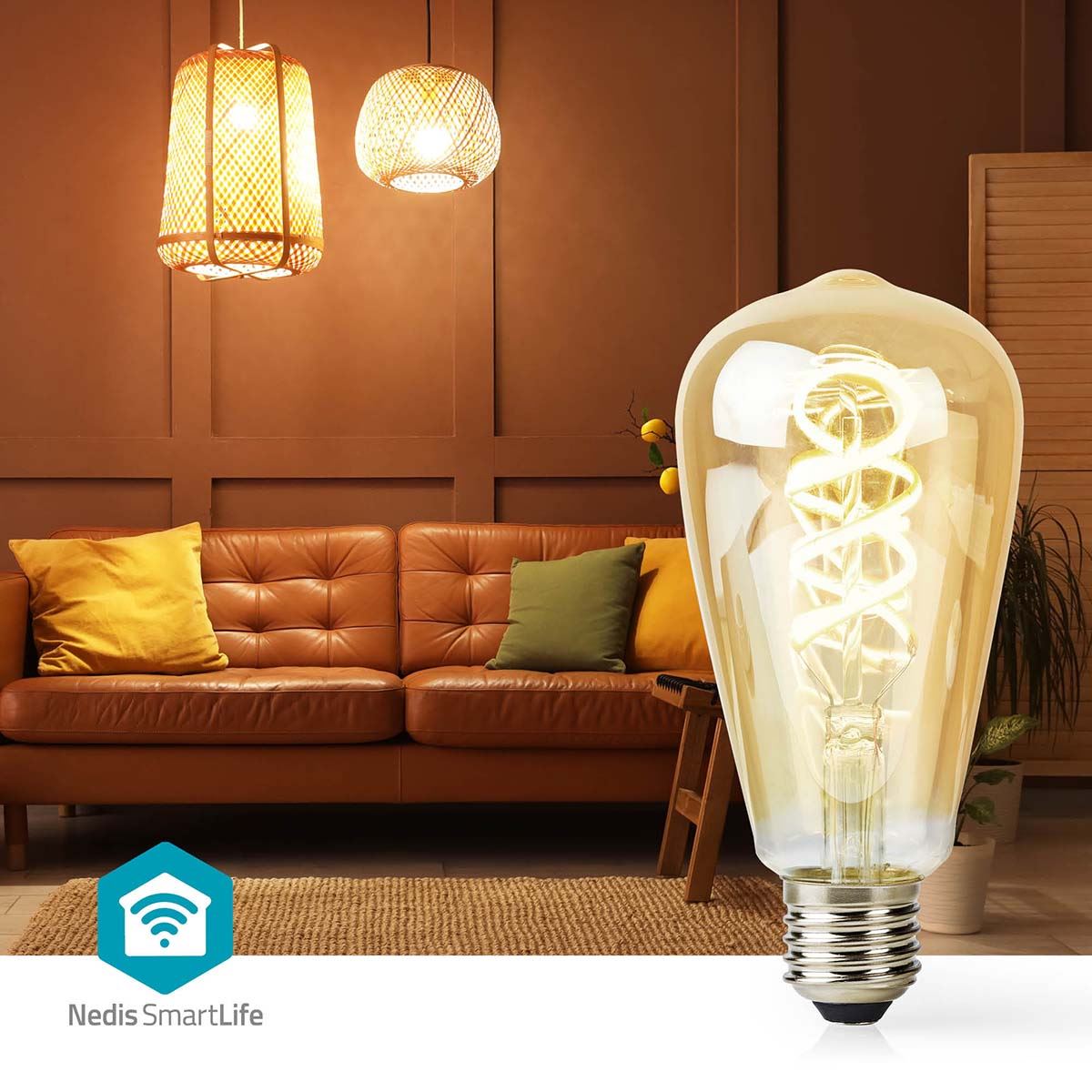 Nedis SmartLife LED Filament Bulb | E27 | 360 lm | 4.9 W | Warm to Cool White | 1800 - 6500 K | Glass | Android™ / IOS | ST64 | 1 pcs