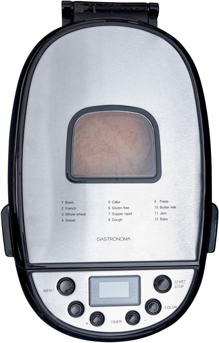 Gastronoma Kitchen Breadmaker 13 Hours Delay Start, 12 Set Auto Programs, Gluten-Free, Sourdough, Pasta, Bake, Cake, Sweet, Crust Settings