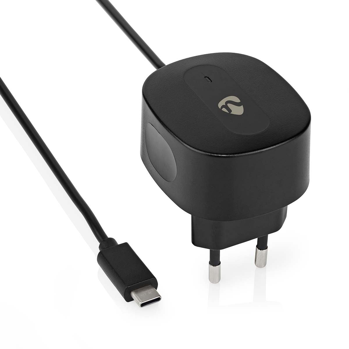 Nedis EU Euro Travel Wall Charger | 15 W | Quick charge feature | 1x 3.0 A | Number of outputs: 1 | USB-C™ (Fixed) Cable | 1.50 m | Single Voltage Output | Black