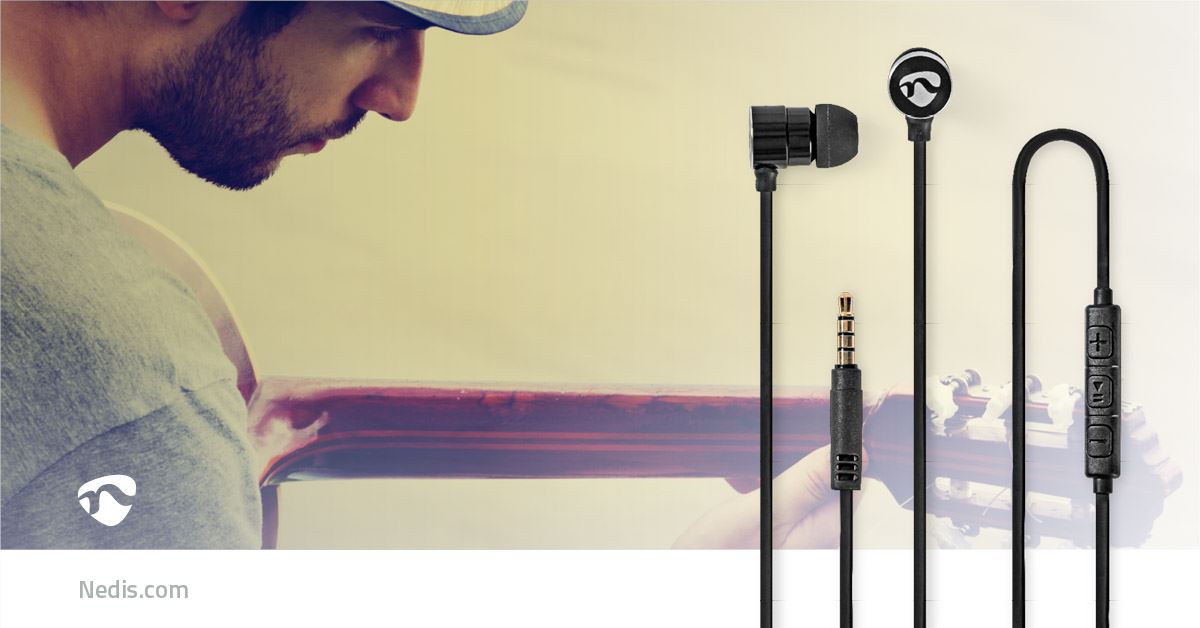 Nedis Wired Earphones, In-Ear Headphones With 10mm Drivers, Built-In Microphone, Hands-Free Calling, 3.5mm Plug