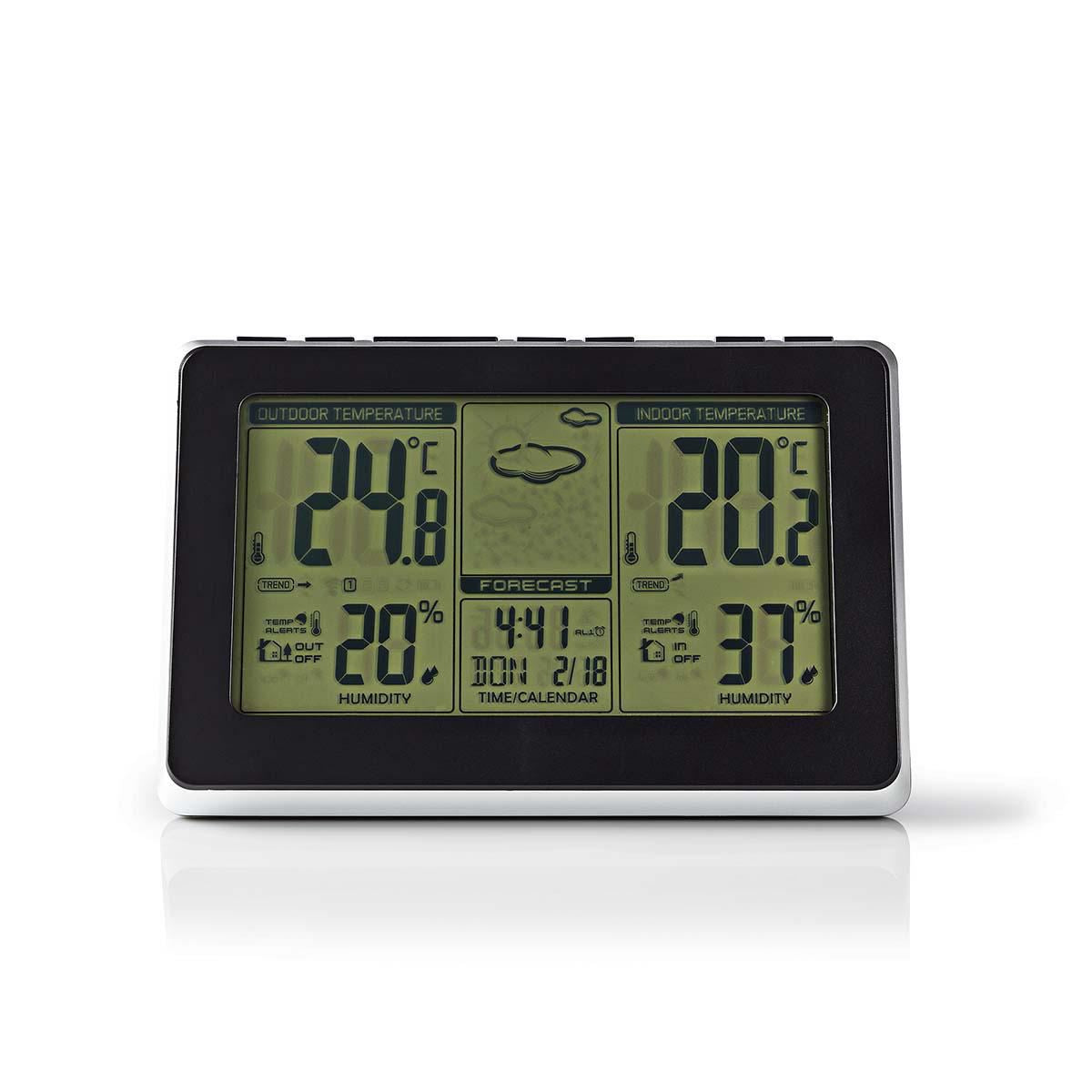 Nedis Weather Station | Indoor & Outdoor | Including wireless weather sensor | Weather forecast | Time display | LCD Display | Alarm clock function