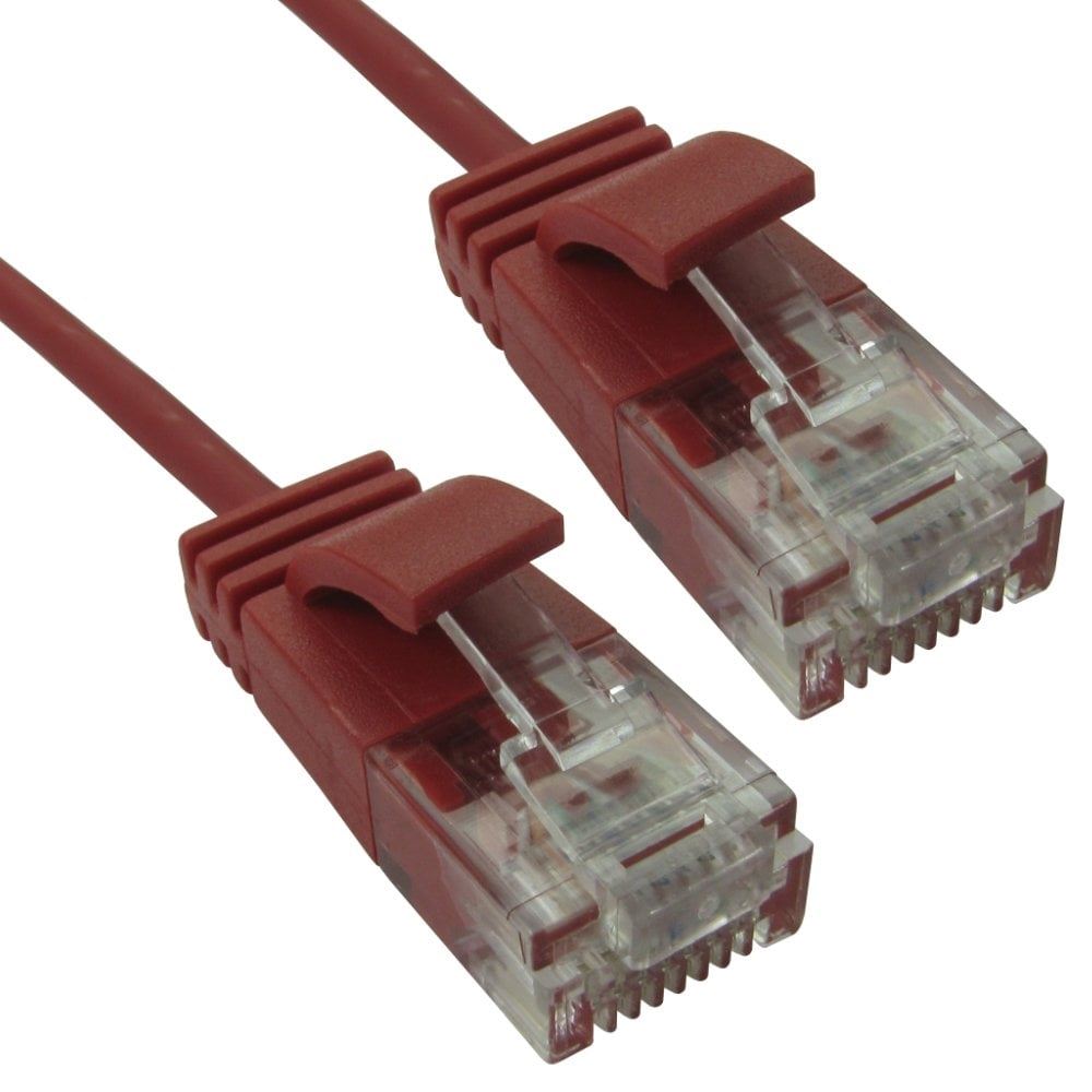 Ex-Pro 50cm (0.50m) Cat6 Silm 32AWG Patch Cables for 1U Patching - Red