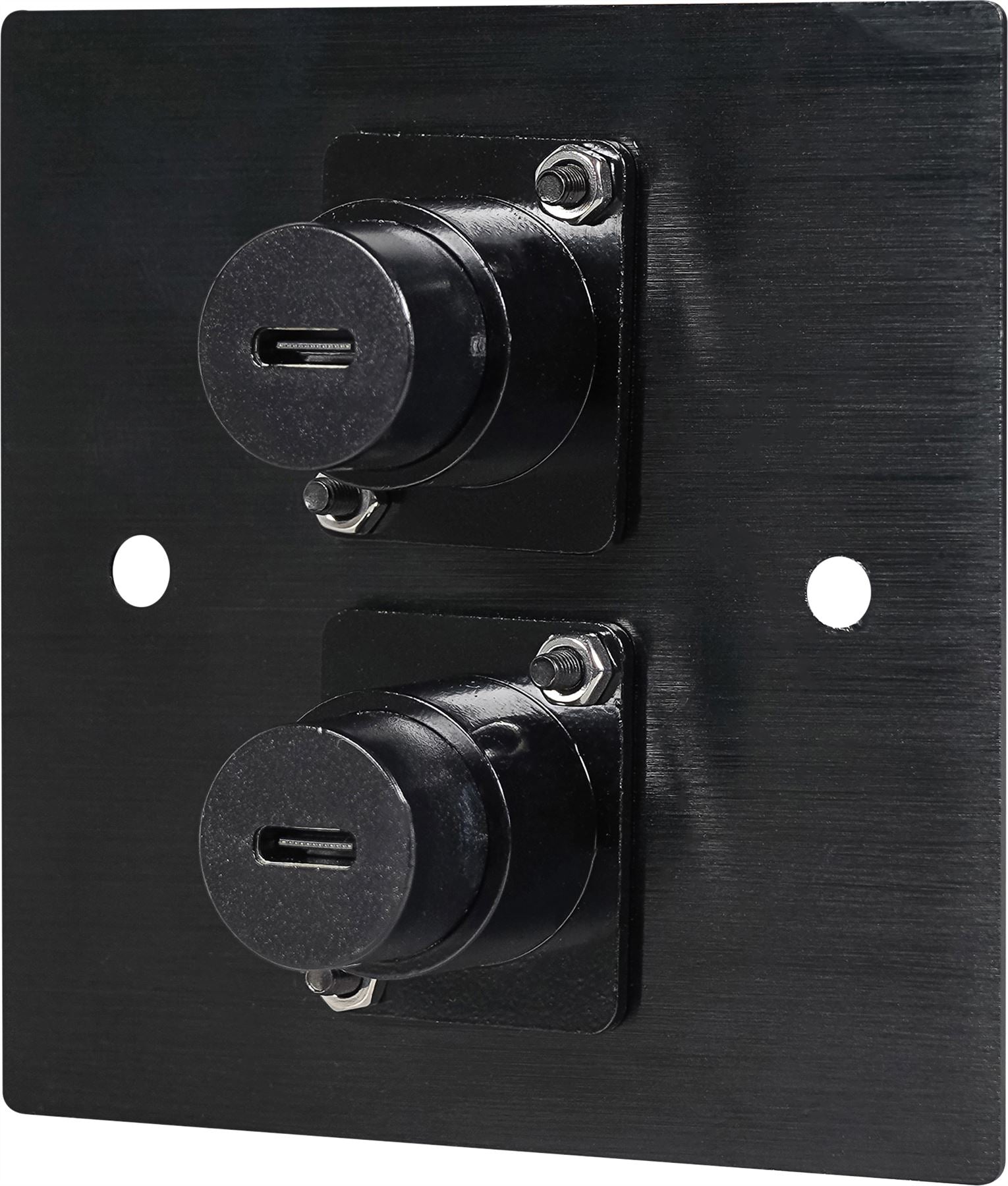 Black Wall Face Plate Electrical AV Slim Series 2 x USB C Sockets Feedthrough Wall Plate Metal