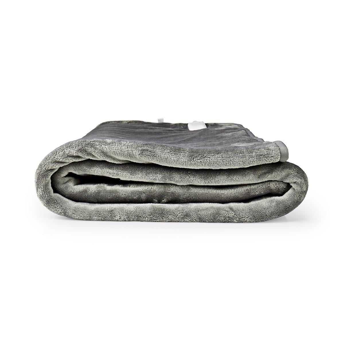 Nedis Heated Blanket, Underblanket 160 x 140cm, 2 Person, Grey, 9 Levels, Timer Auto-Off, Machine Washable, Fleece Soft and Full Body Warming, Sofa Bed Office Use, Warm blanket, Electric throw