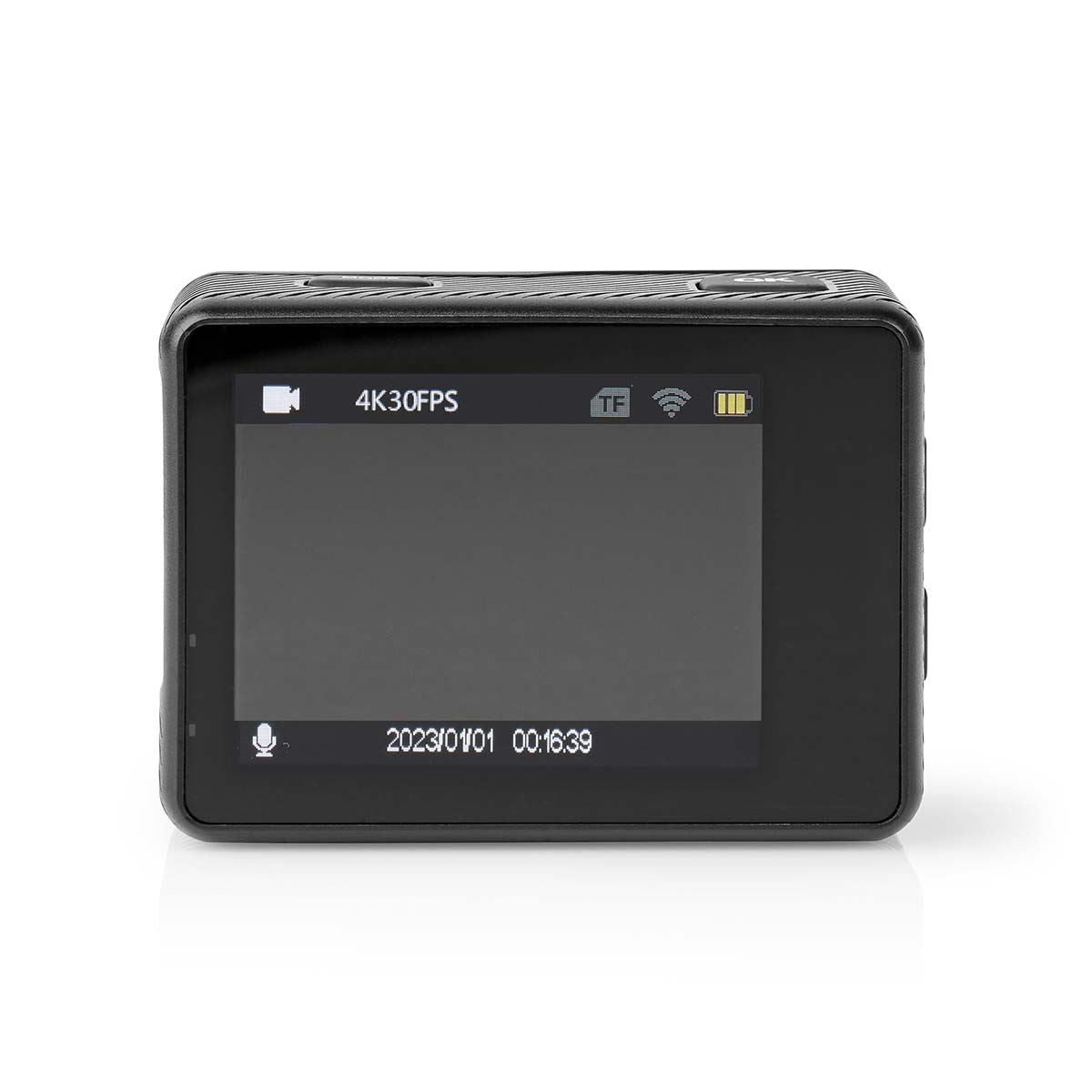 Nedis Dual Screen Action Cam, 4K Ultra HD 30fps, 16MP Photos, 2" Touch Back Screen, 1.3" Front Screen for Selfies & Vlogging, Waterproof to 30m with Mounting Kit and Wi-Fi Connectivity