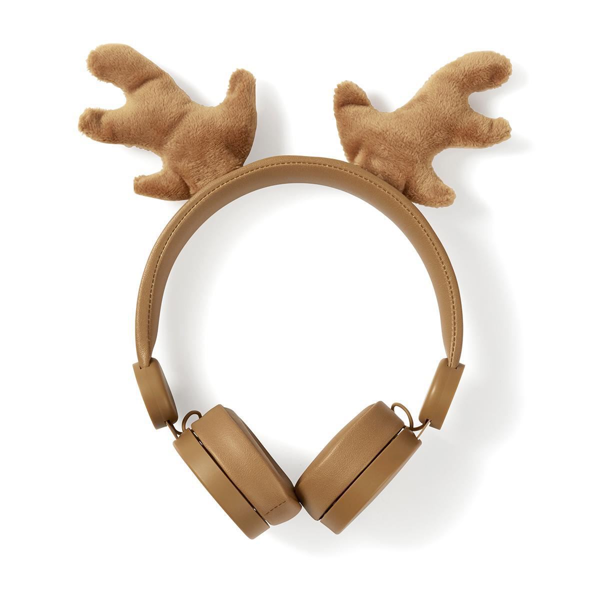 Kids On-Ear Lightweight Headphones with Magnetic Reindeer Ears, Adjustable Headband, Soft Ear Pads