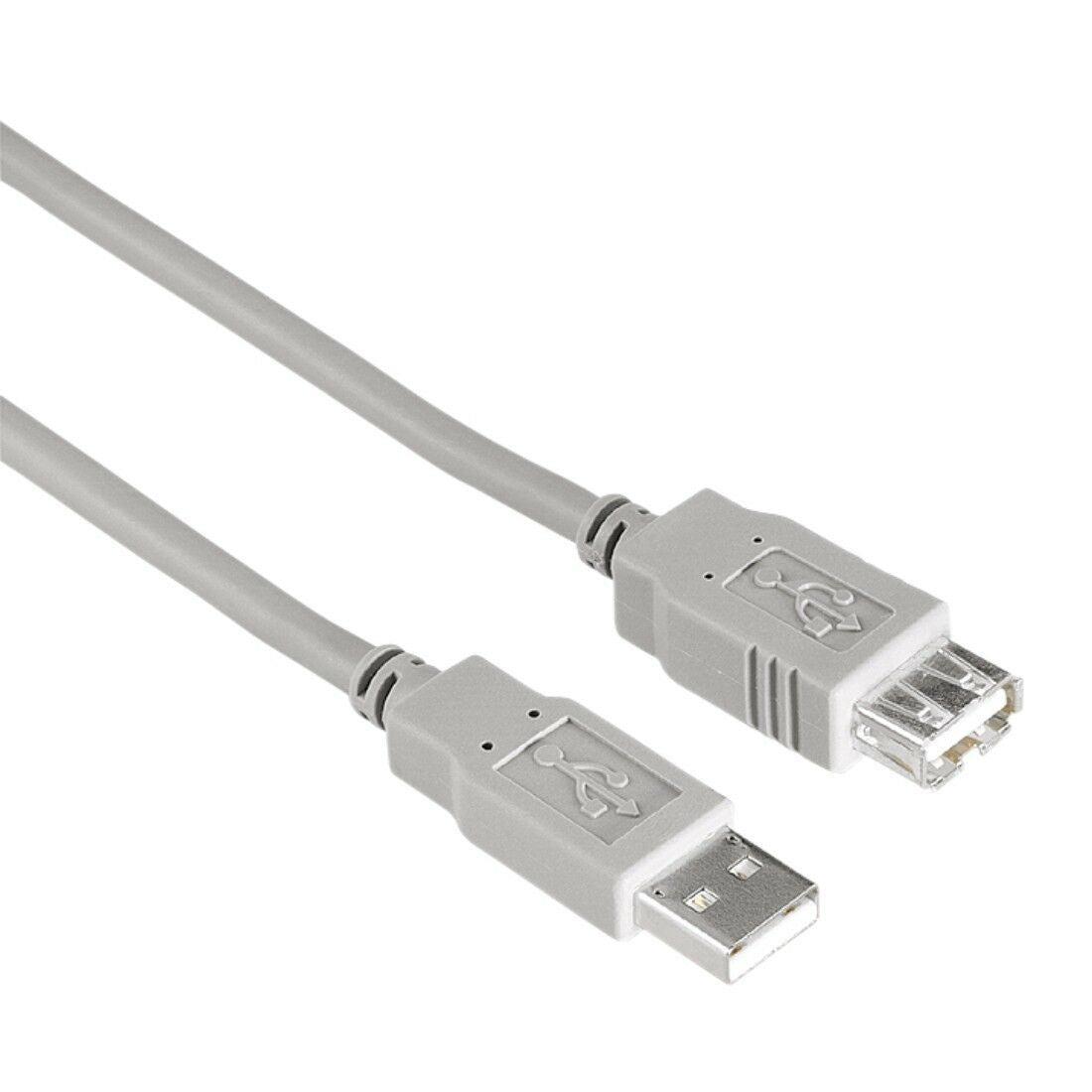 Hama USB Cable | USB 2.0 | USB-A Male | USB-A Female | 480 Mbps | Nickel Plated | 1.80 m | Round | PVC | Grey