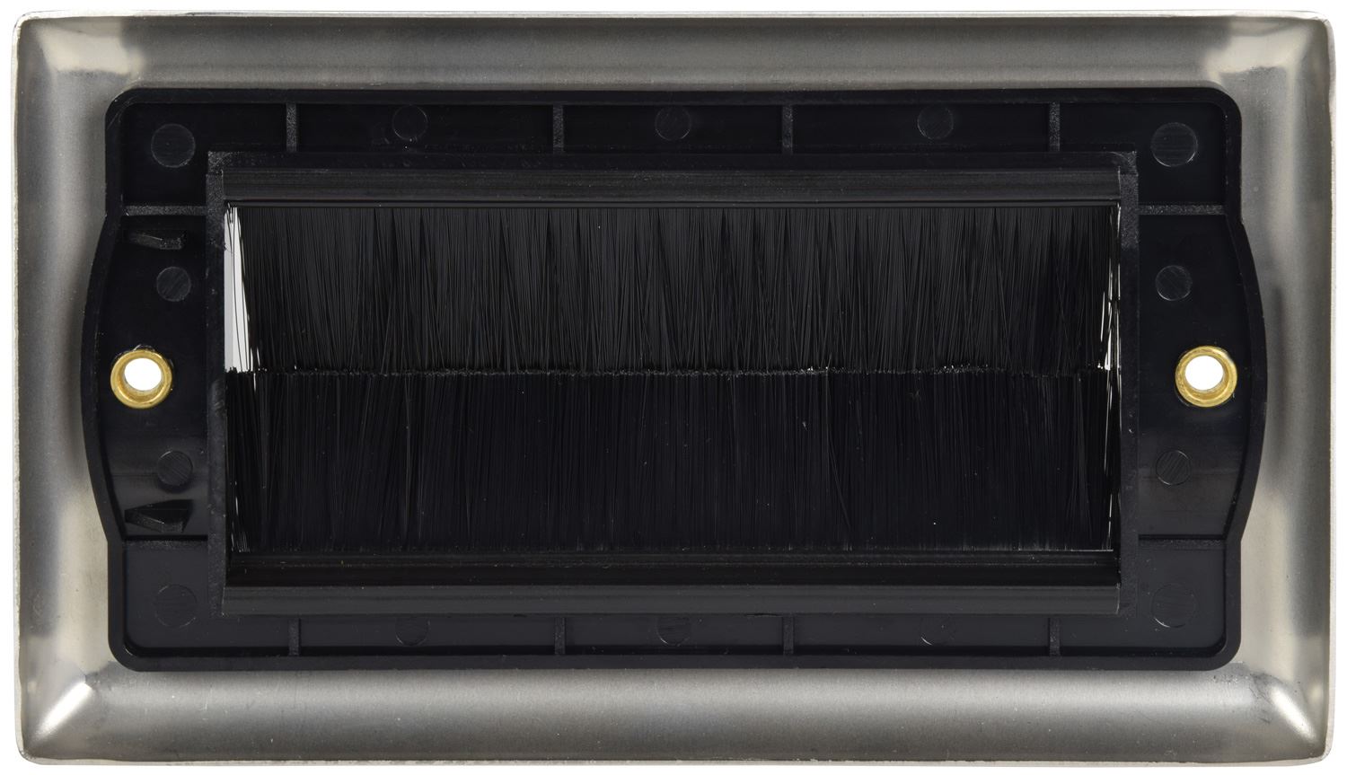 Av:link Brush Wall Plate, Double Gang Steel Flush Wall Mounted Faceplate for Outlets, Sockets and Tidy Wire and Cable - Steel