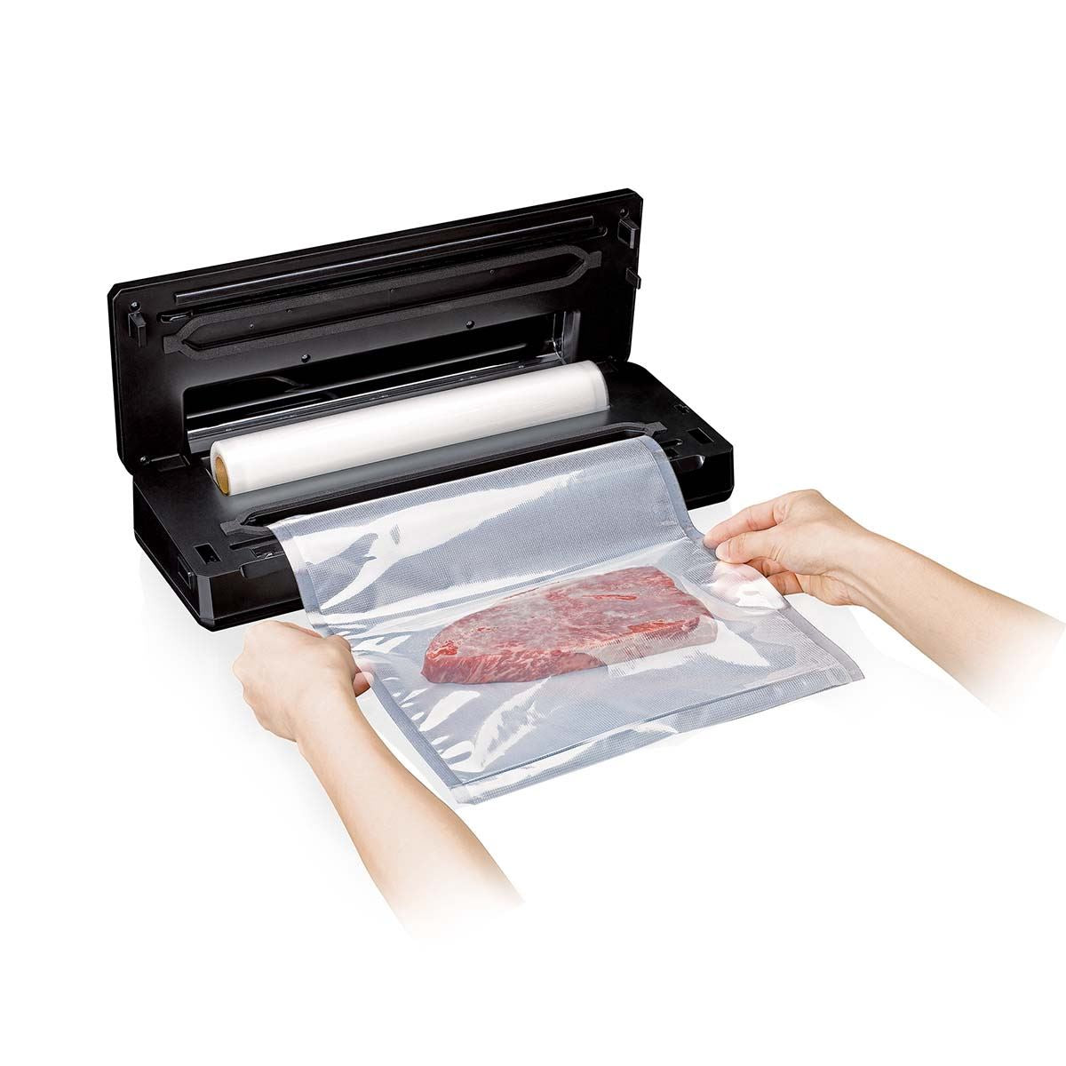 MELISSA Vacuum Sealer Machine, 28cm Seal Food Sealer, with Roll holder and 1 Roll Included for Vac/Seal/Rice/Wet/Dry Mode, Built-in Cutter and Visible LED Indicator