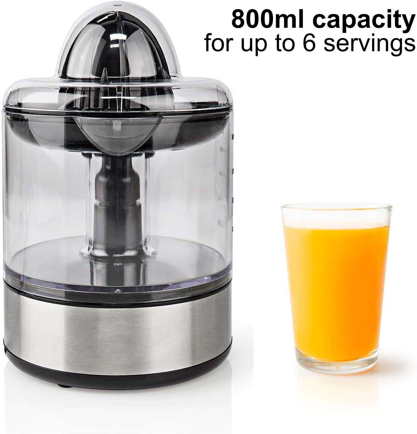 Gastronoma 800ml Electric Citrus Press Juicer with Adjustable Pulp Filter, 2x Cones and Easy Pour Spout - Black/Silver