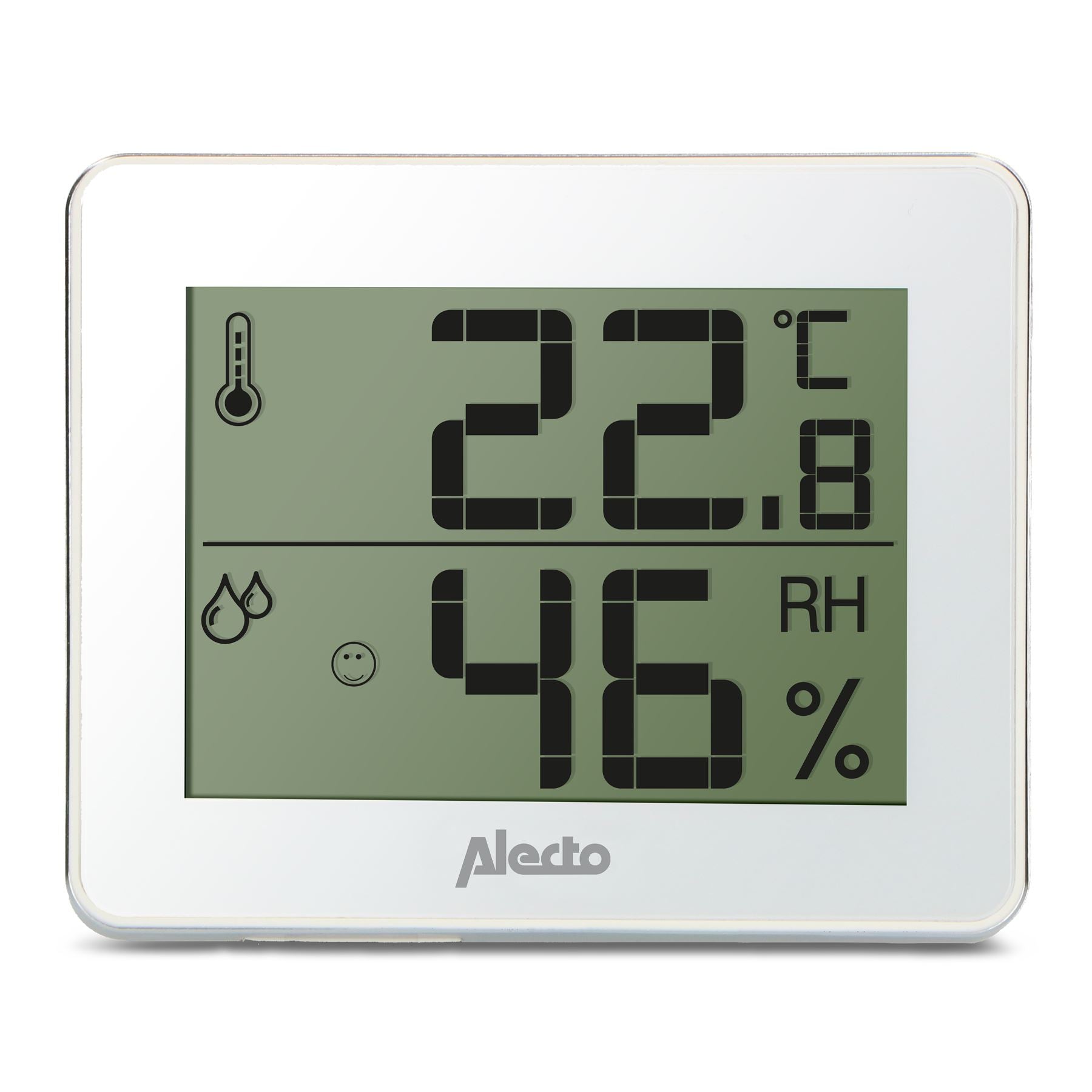 Alecto Indoor Large LCD Display Thermometer / Hygrometer - White / Silver