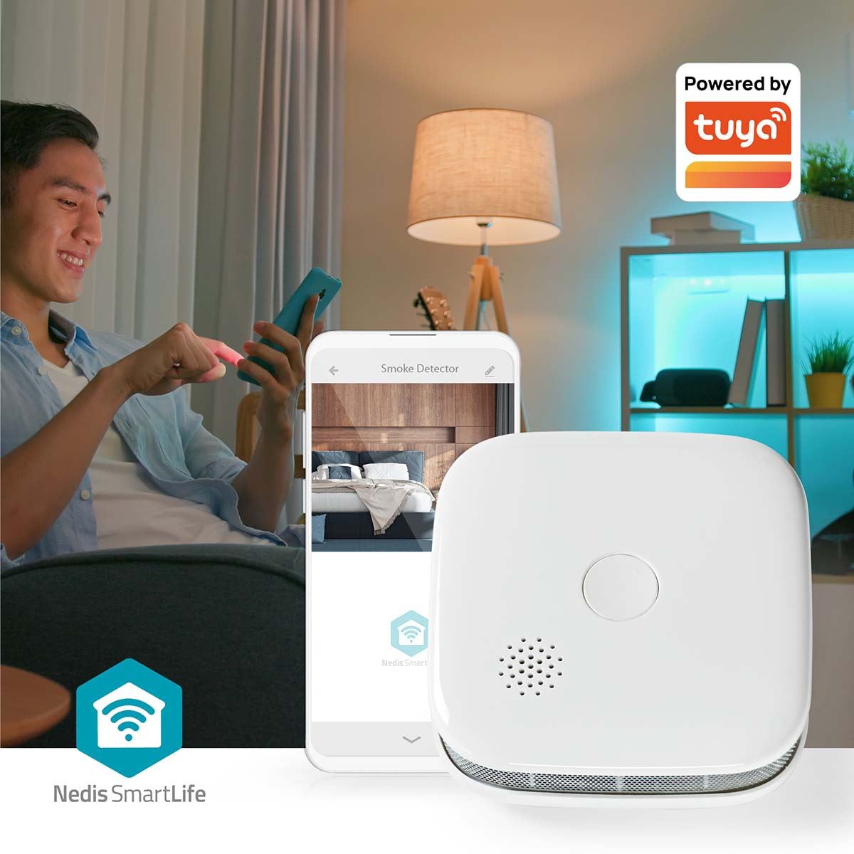 Nedis SmartLife Smoke Detector | Wi-Fi | Battery Powered | Sensor life cycle: 10 year | EN 14604 | Max. battery life: 24 Months | 85 dB | White | 1 pcs