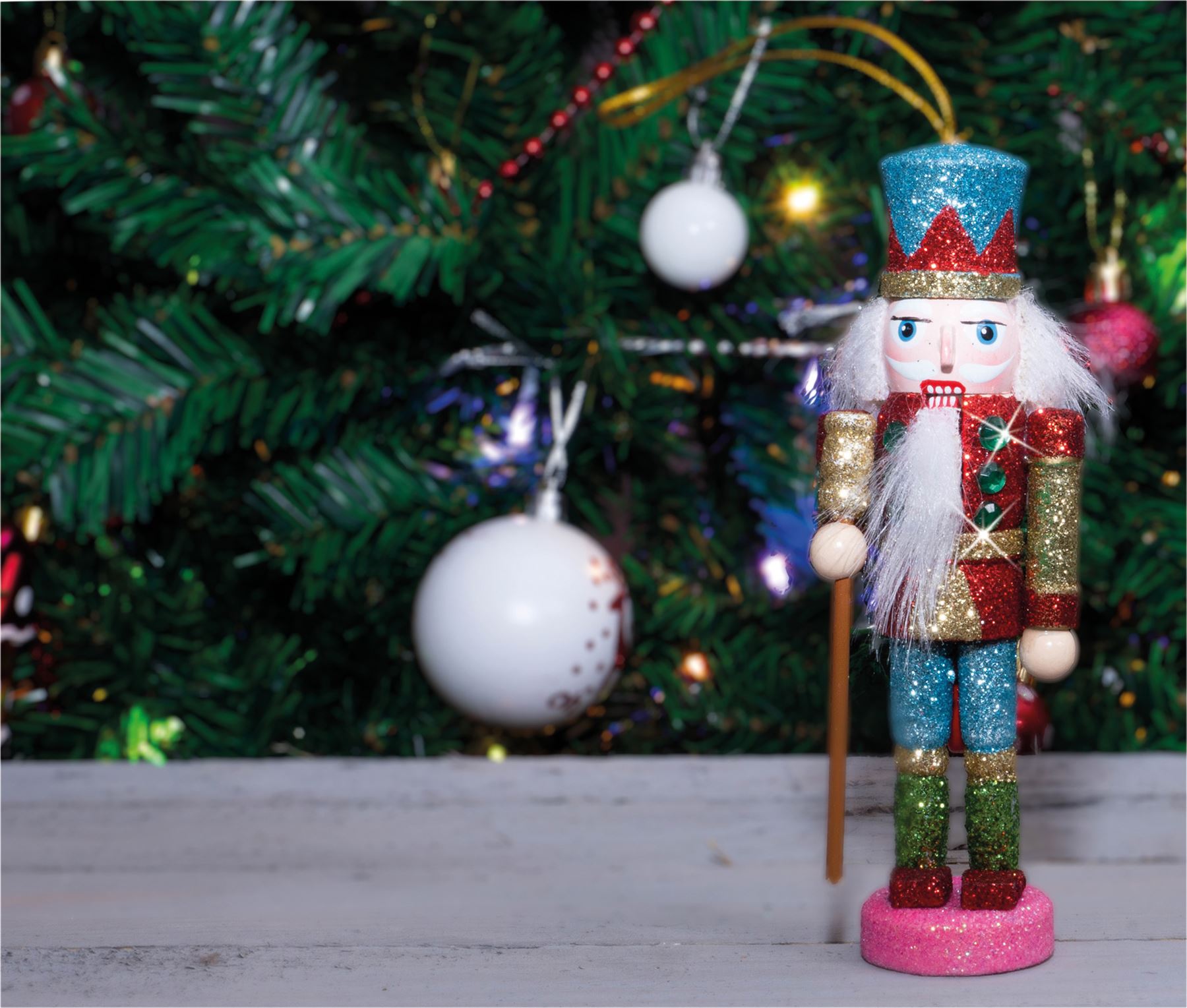 Glitter Nutcracker Hanging Christmas Tree Decoration - Blue