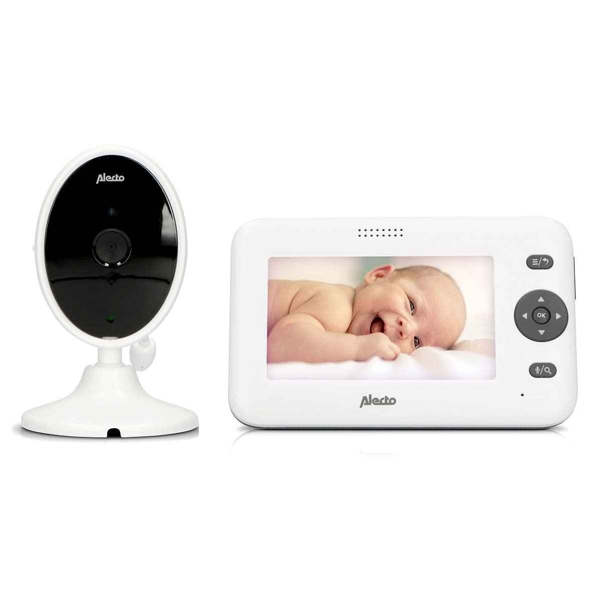 Alecto DVM-140+C Video Baby Monitor with 2 Cameras, 4.3" Inch No Wifi Baby Monitor, Temperature, Night Vision, Lullaby, Two-Way Audio - White