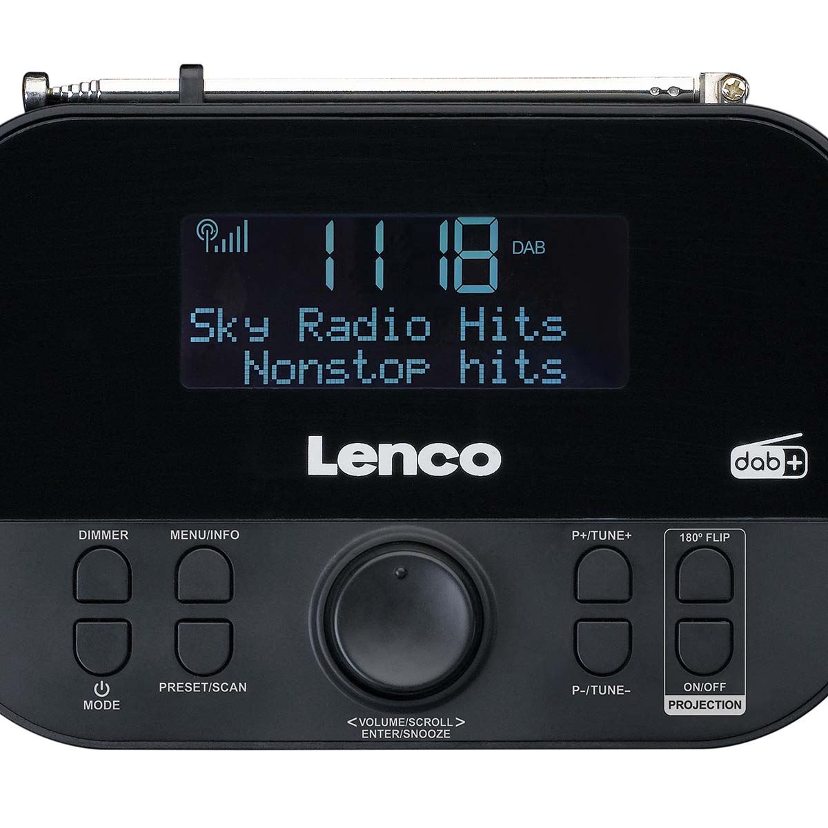 Lenco DAB+ FM Porjection Alarm Clock Radio | Black