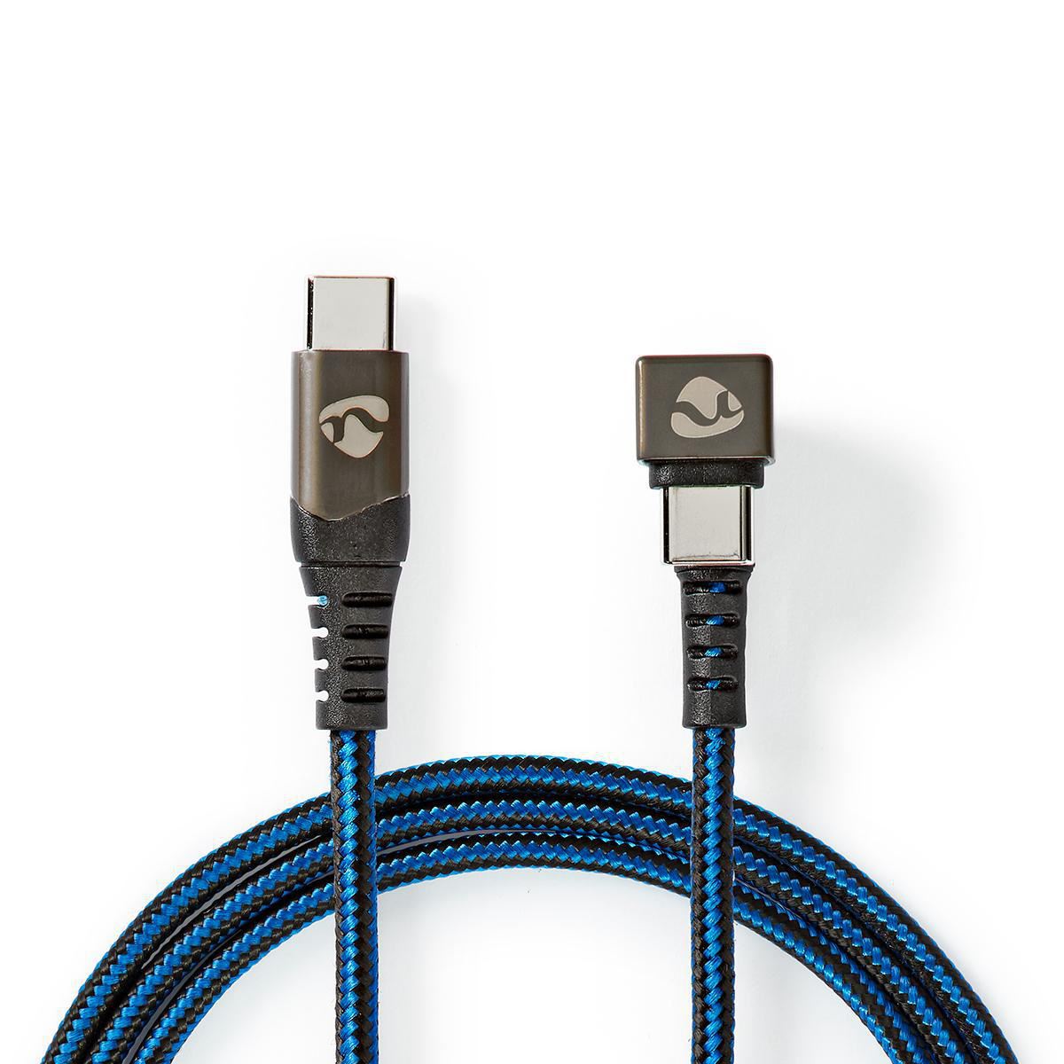 Nedis USB Cable | USB 2.0 | USB-C™ Male | USB-C™ Male | 480 Mbps | Gold Plated | 2.00 m | Round | Braided / Nylon | Black / Blue | Cover Window Box