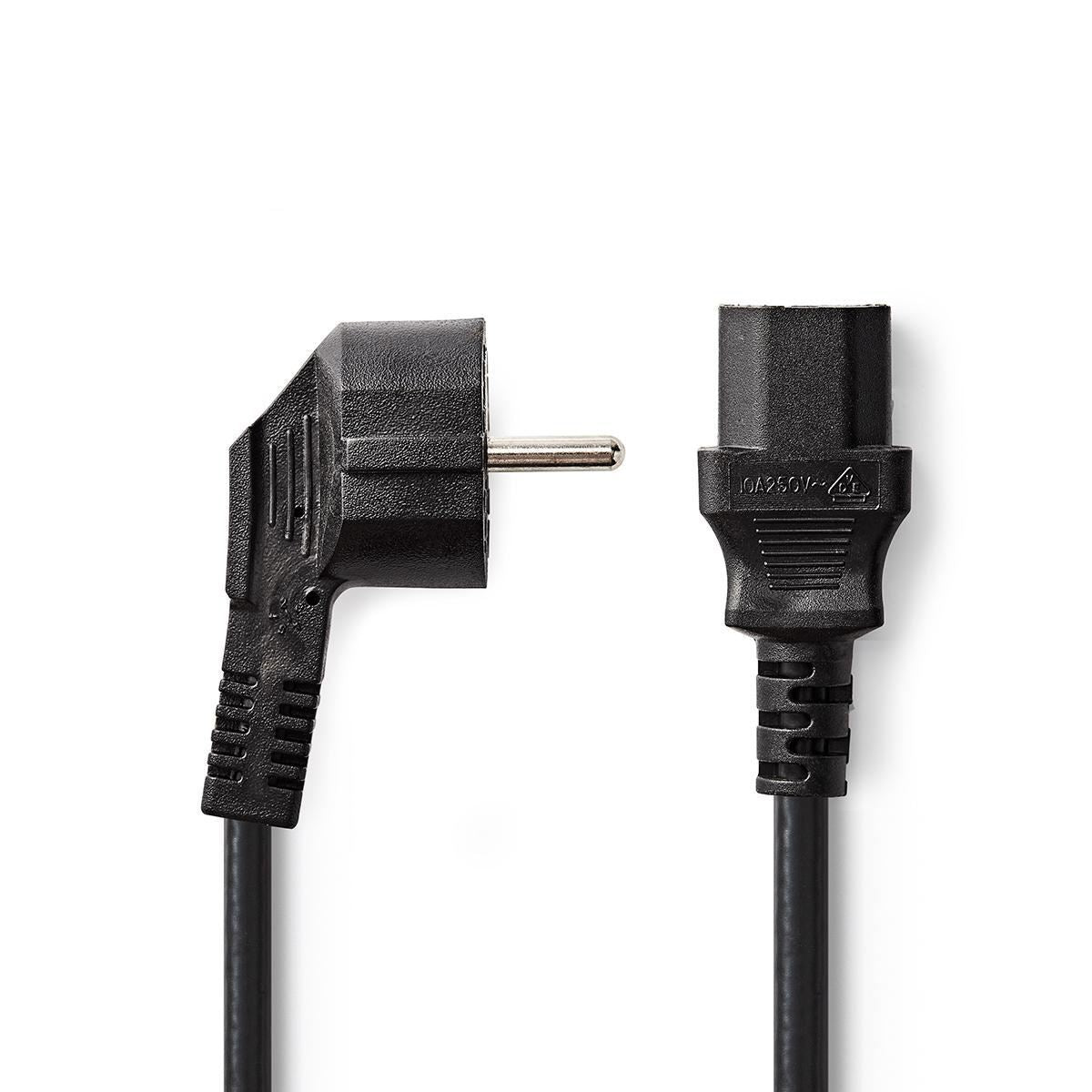 Power Cable | Schuko Male Angled - IEC-320-C13 | 1.2 m | Black