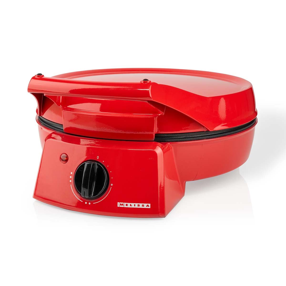 MELISSA 12" Electric Pizza Maker & Table Top Grill, Indoor Portable Pizza Oven with Non-Stick 12" Plates, 3 Heat Settings Max 230°C - Retro Red