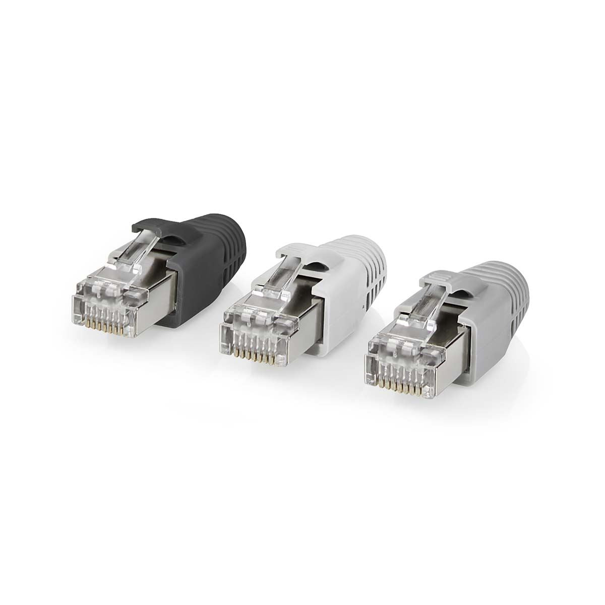 Nedis RJ45 Connector | RJ45 Pass Through | Solid/Stranded FTP CAT6 | Straight | Gold Plated | 10 pcs | PVC | Black / Grey / White | Box