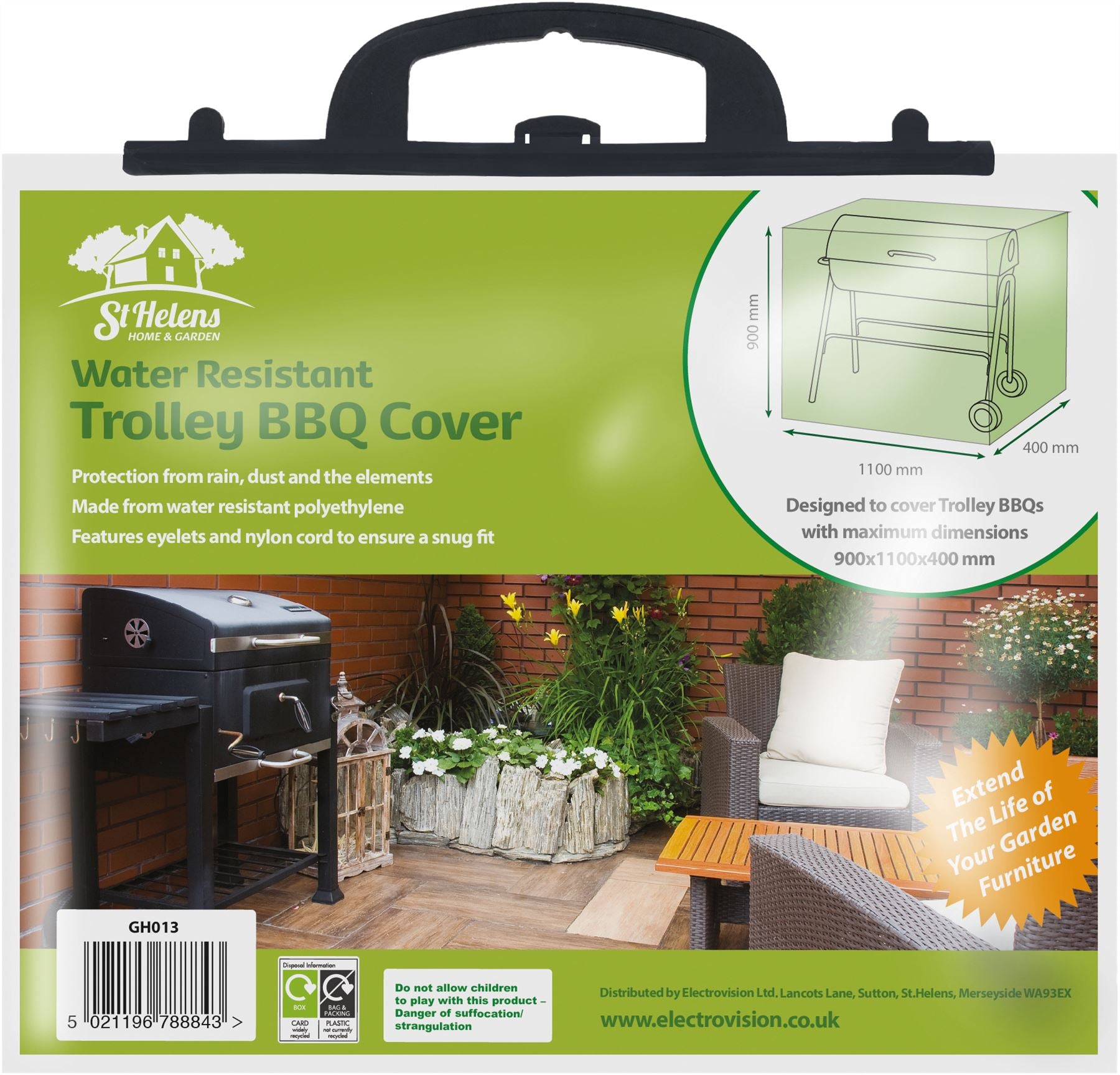 Water Resistant Trolley BBQ Barbecue Cover 90x110x40cm