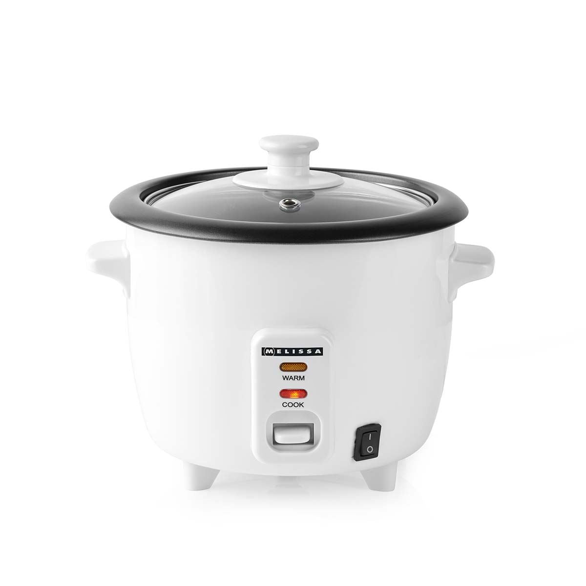 MELISSA 0.6L Rice Cooker & Steamer with Keep-Warm Function, 300W, for 1-2 People, Quick Preparation Without Burning, Non-Stick Coating incl. Steamer Insert