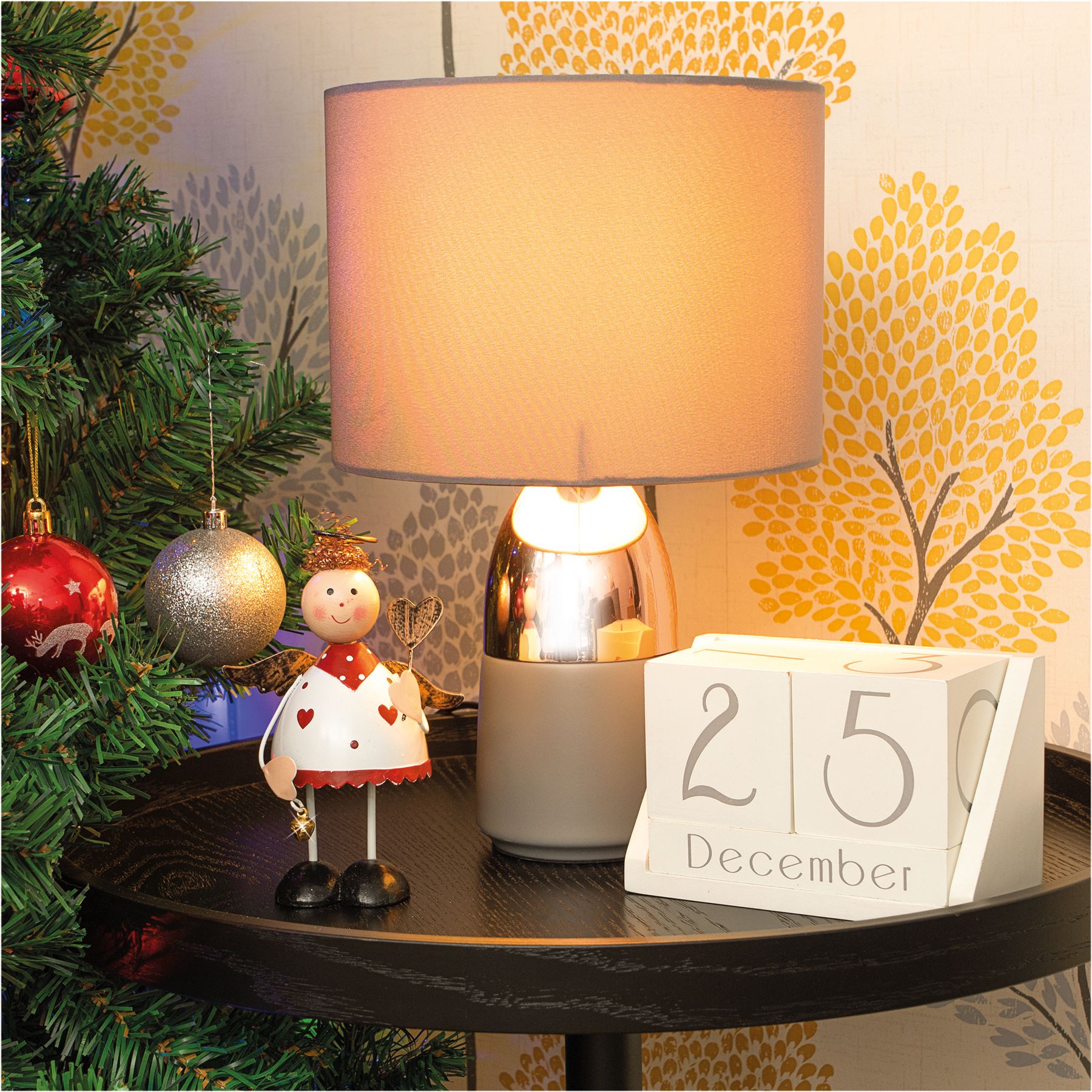 Standing Metal Christmas Angel Ornament Decoration with Wings Halo & Bell - White