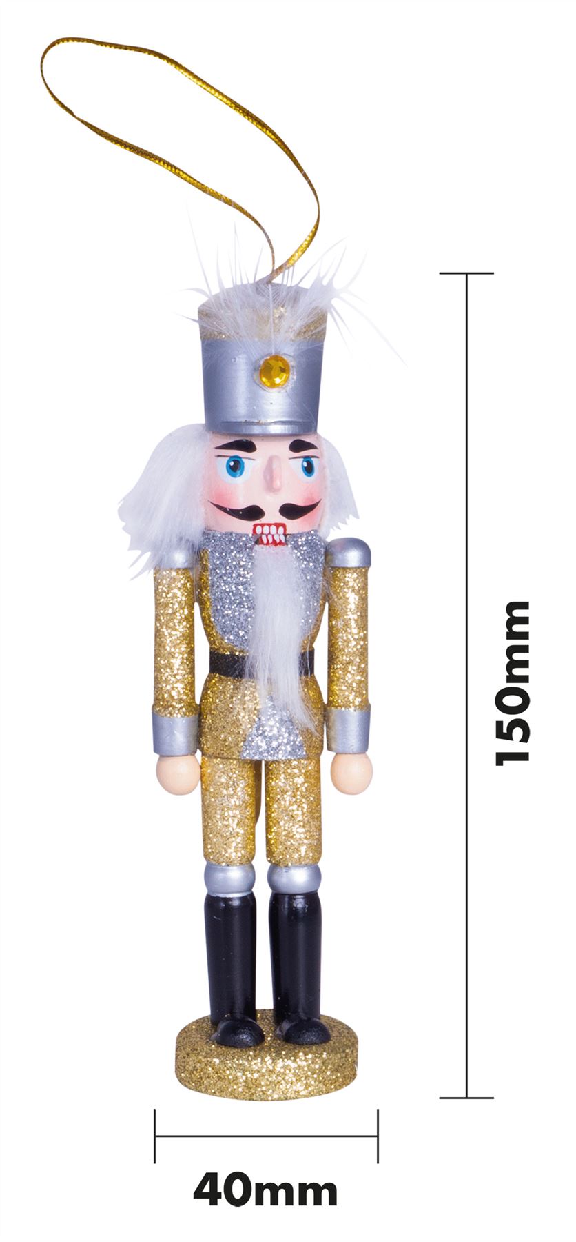 Glitter Nutcracker Hanging Christmas Tree Decoration - Silver