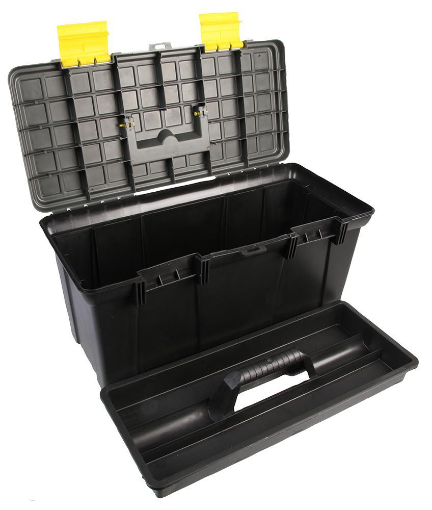Ex-Pro 19" Plastic Portable Storage Tool Box With Removable Tray & Carrying Handle